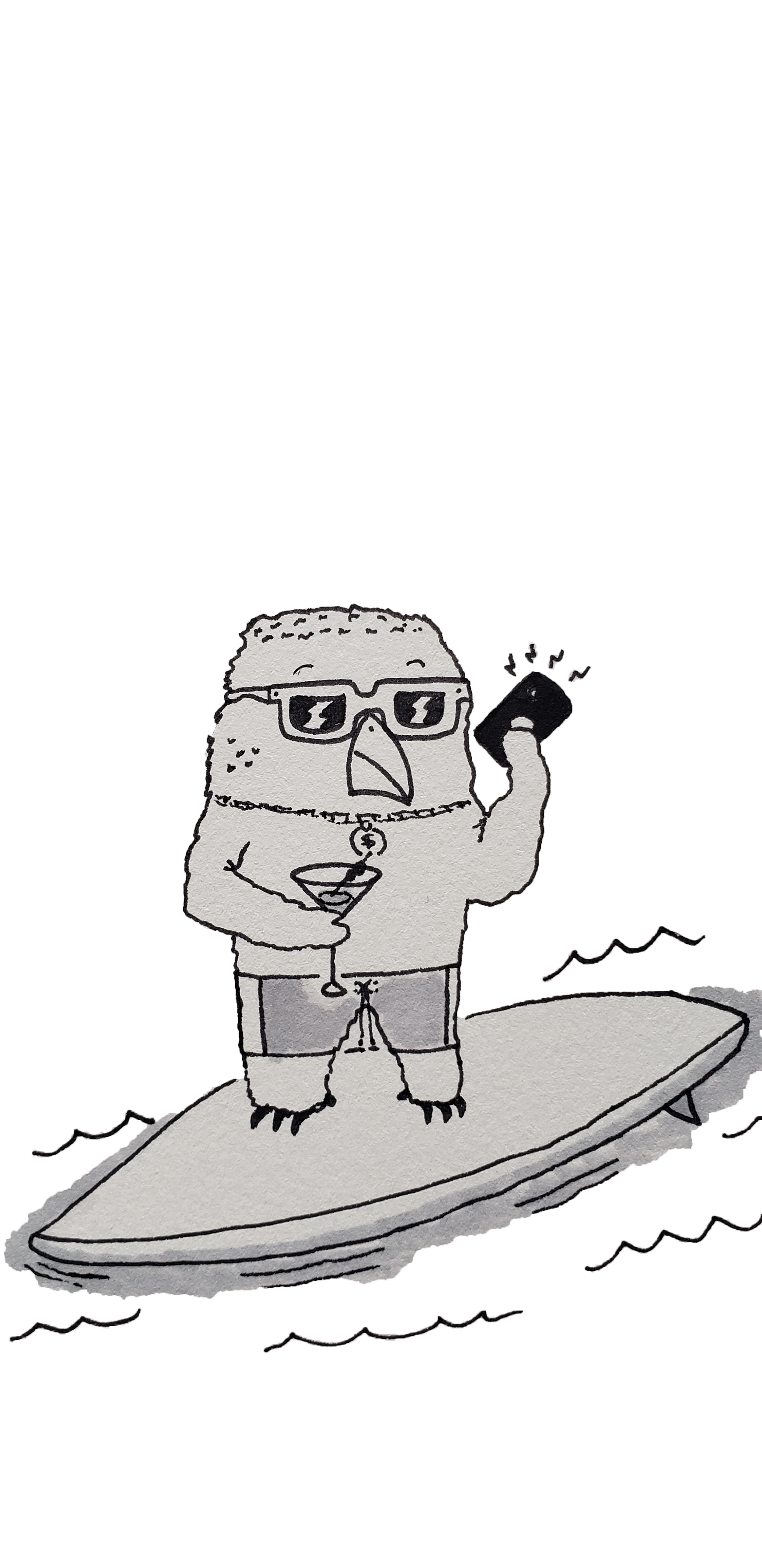 Surfing Penguin Character