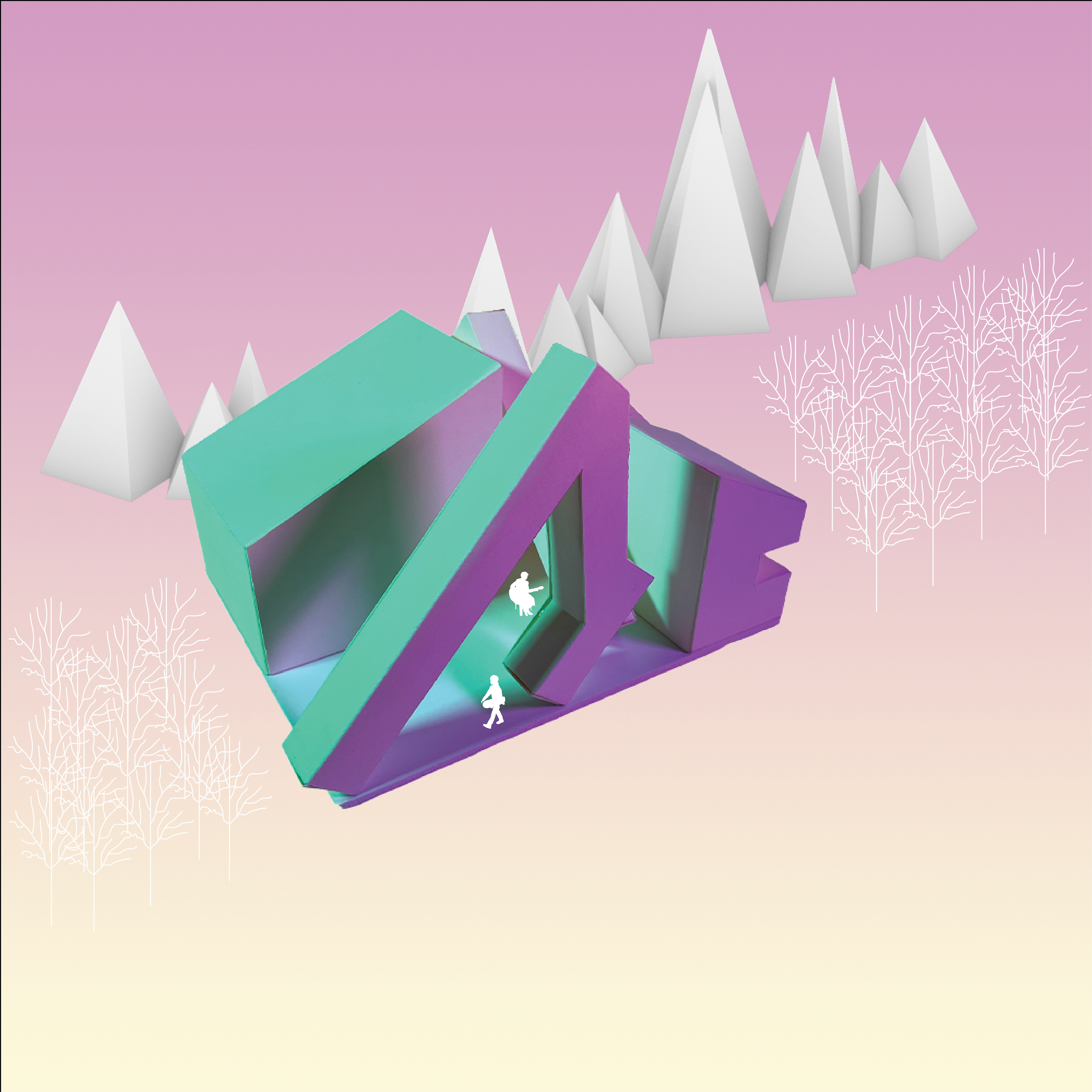 Rendering of how the form might be occupied/used.
