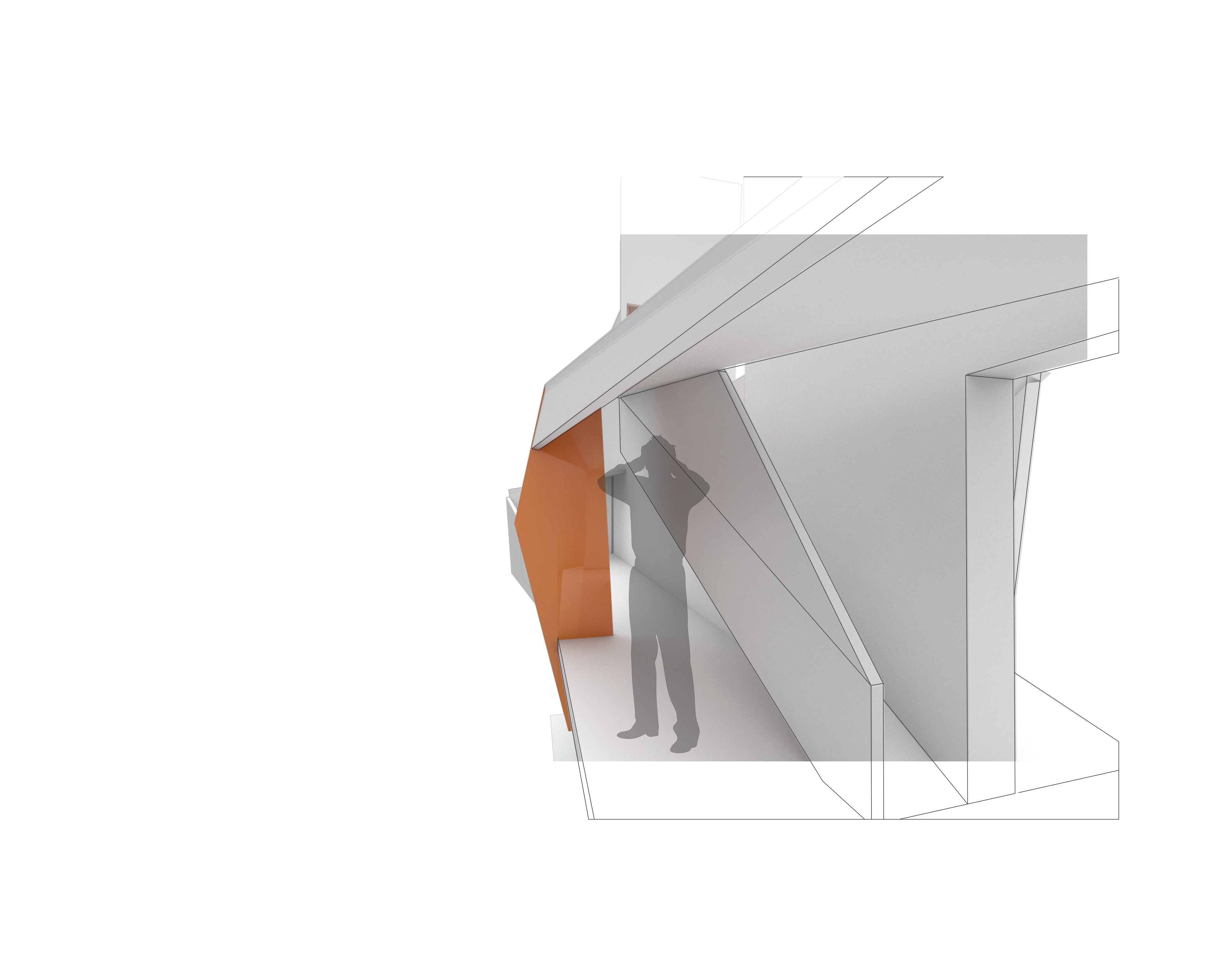 Wall Project Rendering. Space P1 in the horizontal section drawing.