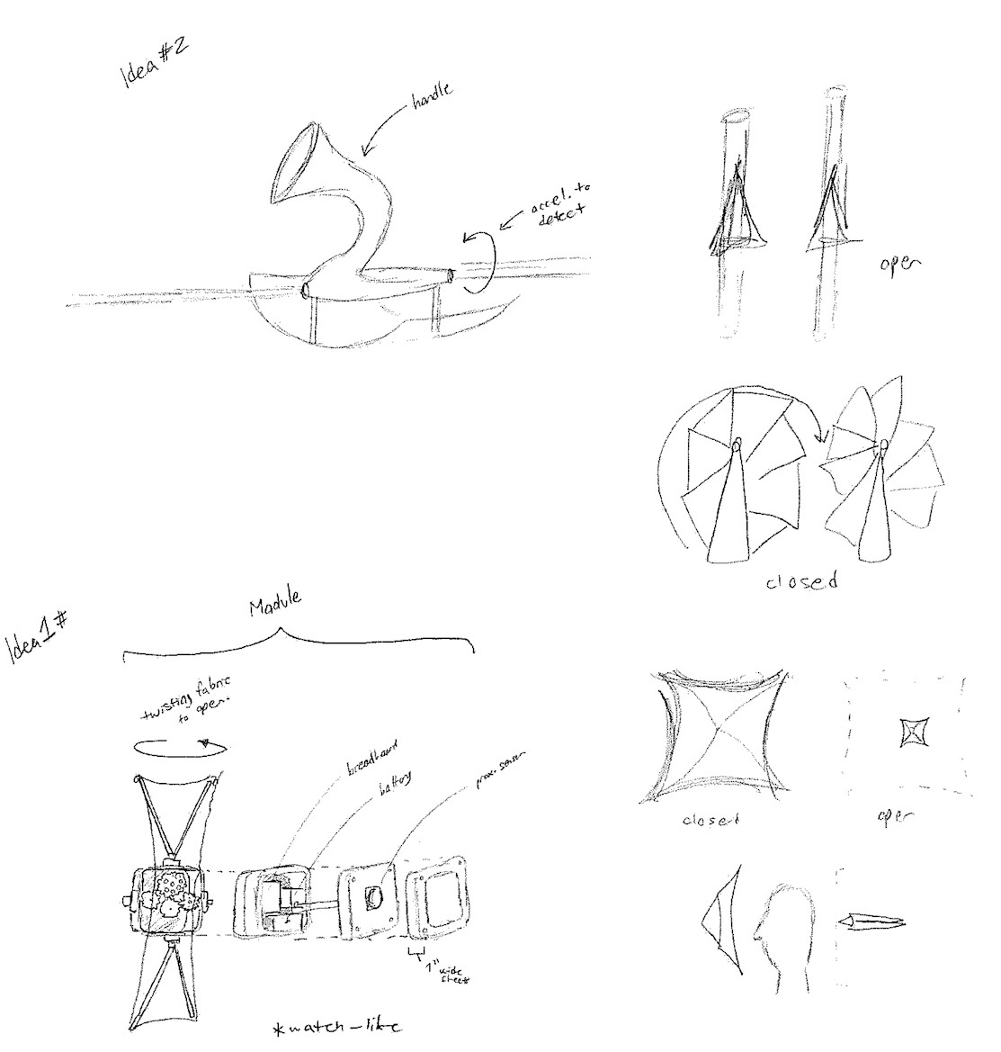 Initial project concept sketches for the modular screening device.