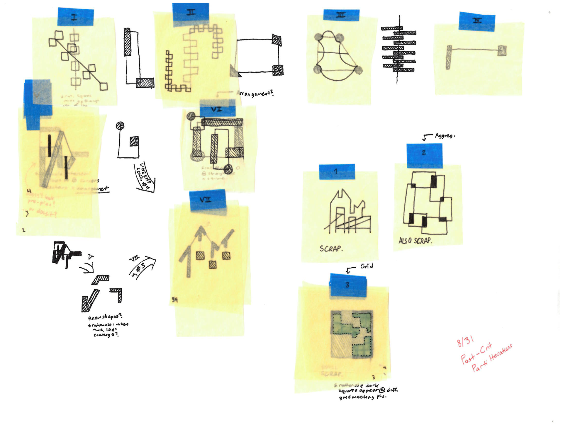 Initial parti sketches.