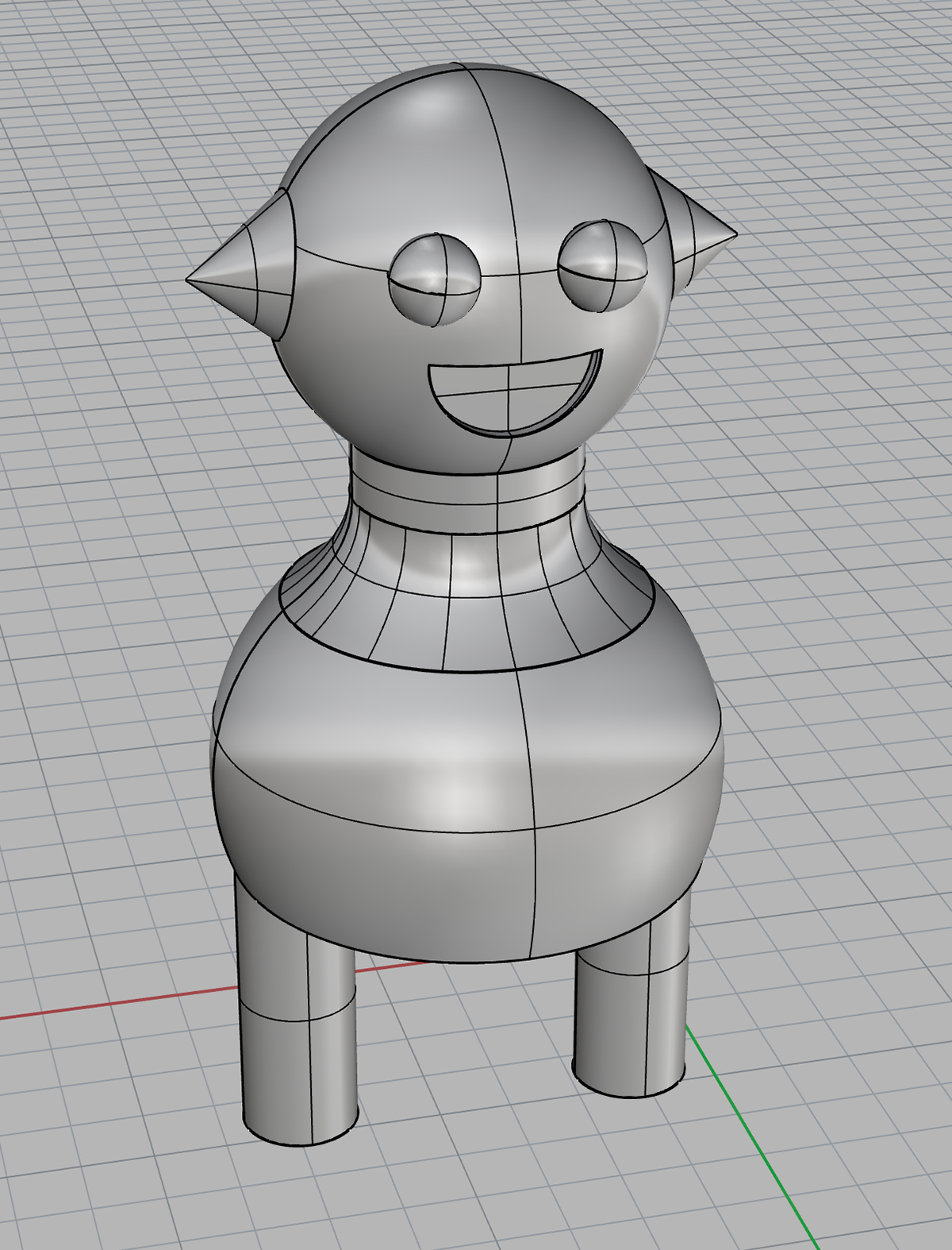 A view of the model in the digital realm of Rhino 6 software.