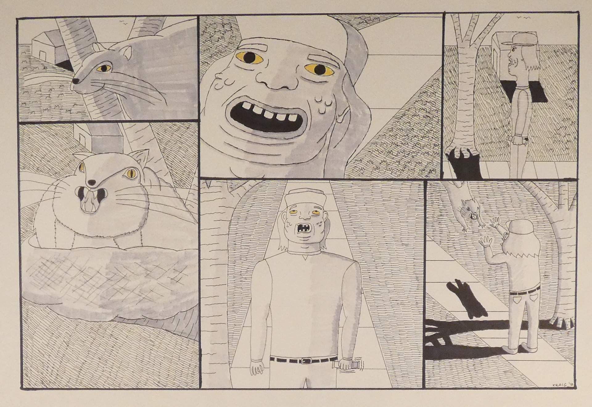 Squirrel Attack (2018) Classwork. Instructor: Bill Burgard. A comic describing an experience which we all fear on the University of Michigan's campus.