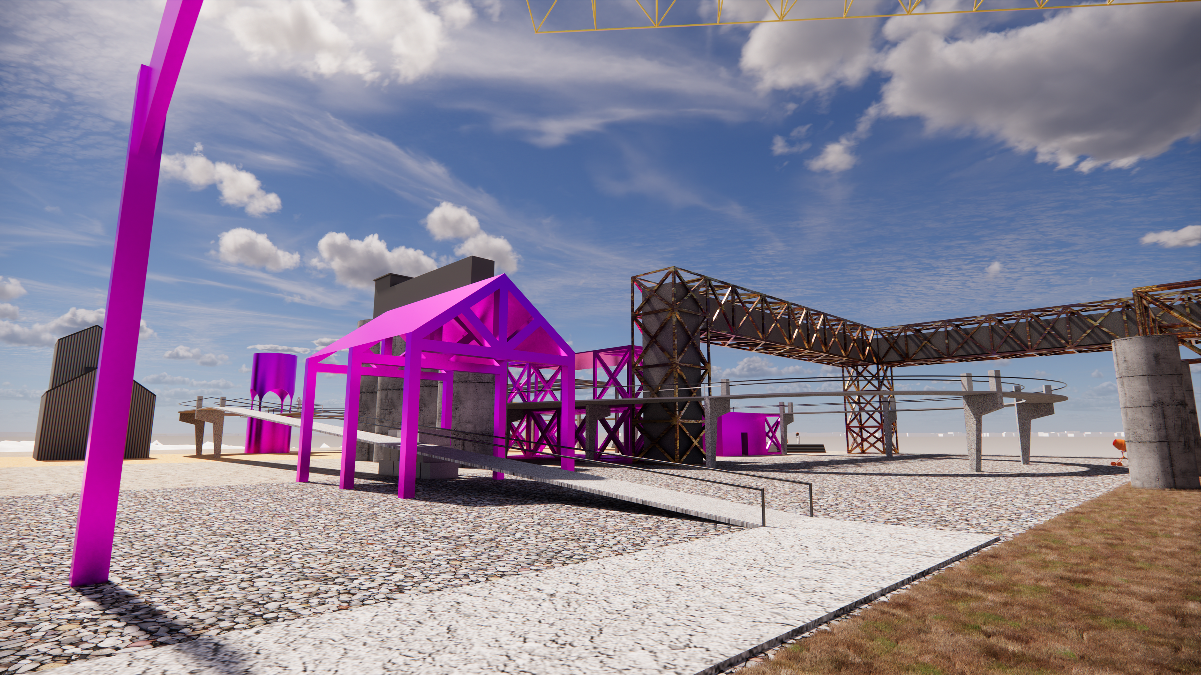 Rendered image showing the beginning of the visitor path.