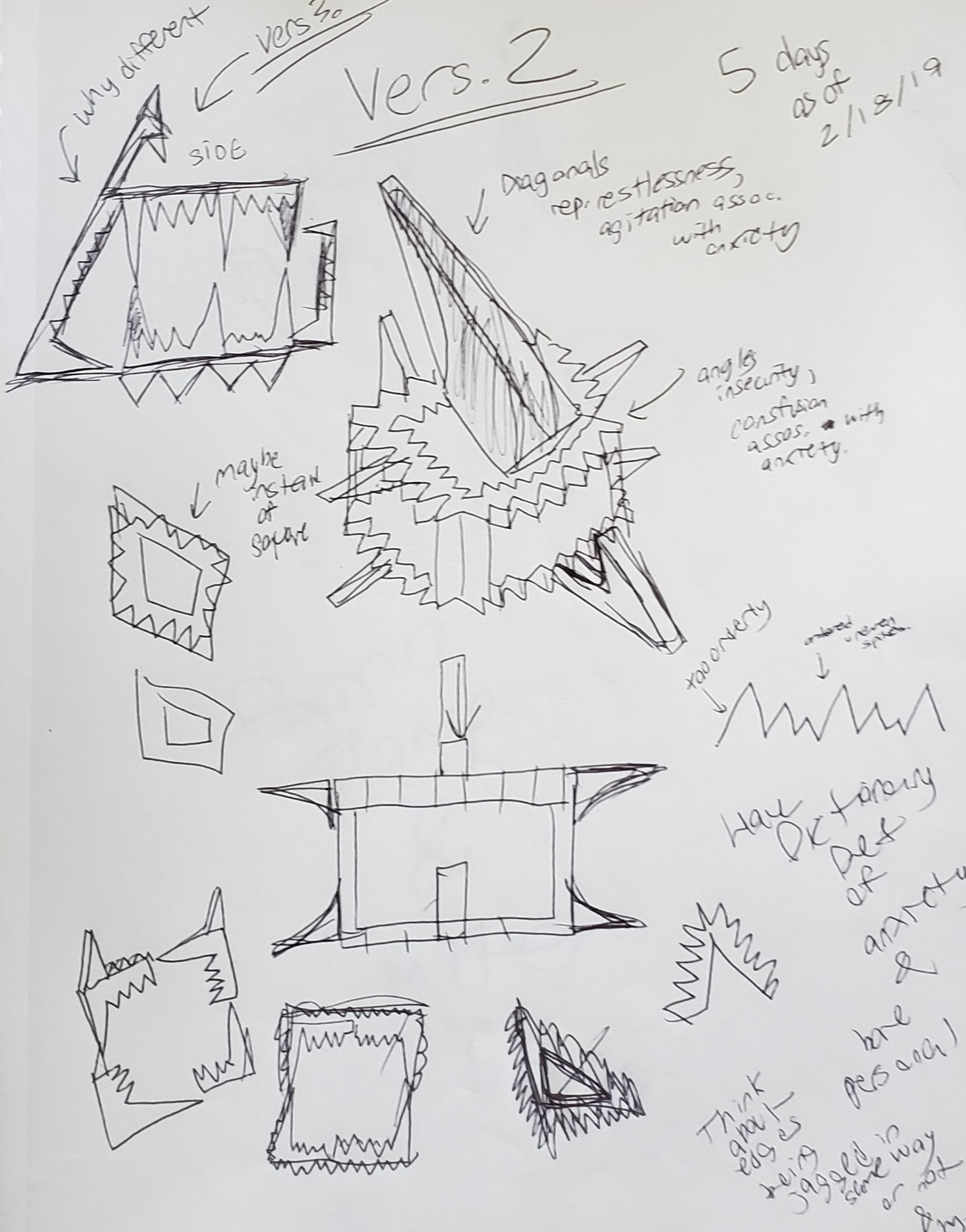 Process Sketching of the Anxiety Model before fabrication.