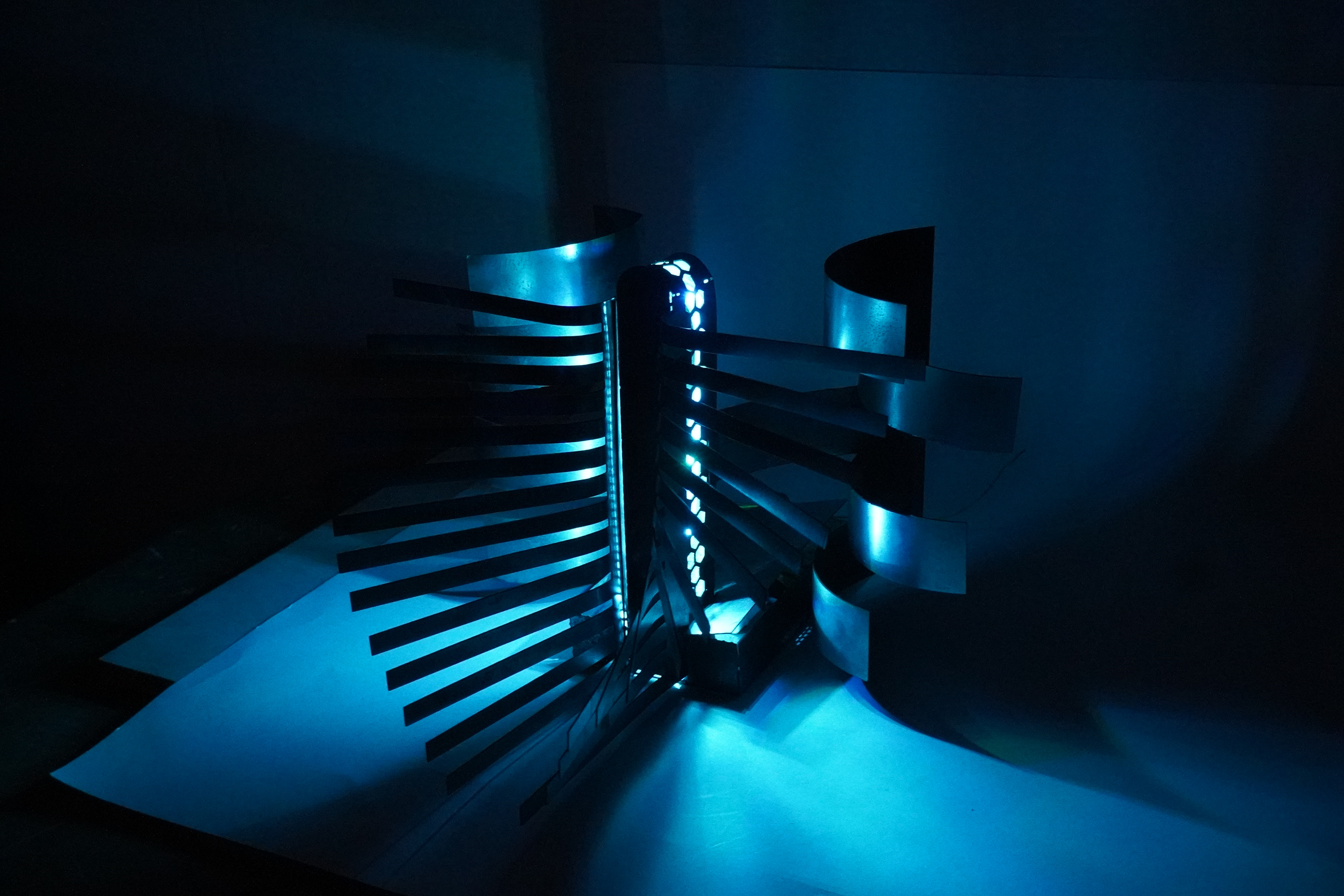 Still of the lighting and shadow effects achieved by the design.