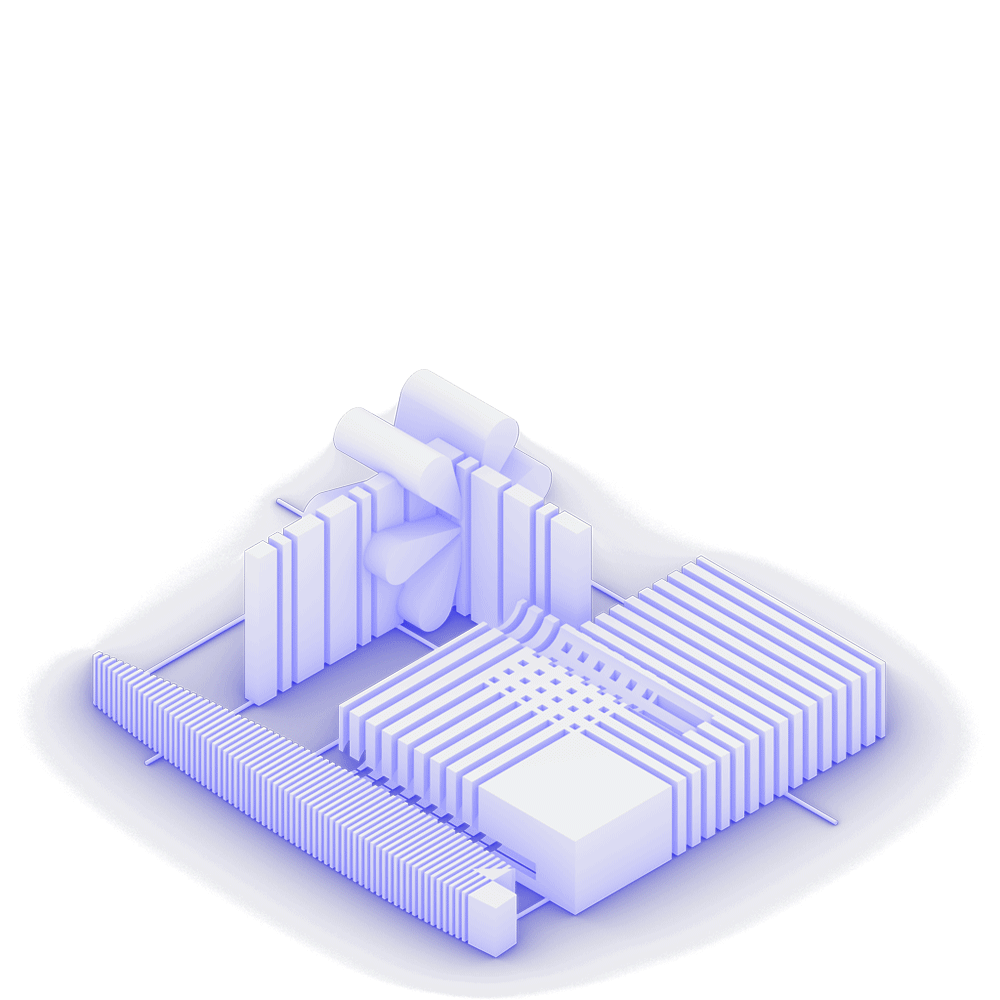 Three sides of the form are walled in by similarly sized extrusions. The on the right side contains internal bored holes within its grid like structure. The rotated asterisk is fused with the extruded dashed lines, creating a large wall-like form in the top left corner. The lowest extruded form in the bottom left—along with the other extrusions on either side of it create an interior void, punctuated by the piped original lines that run underneath the structures.