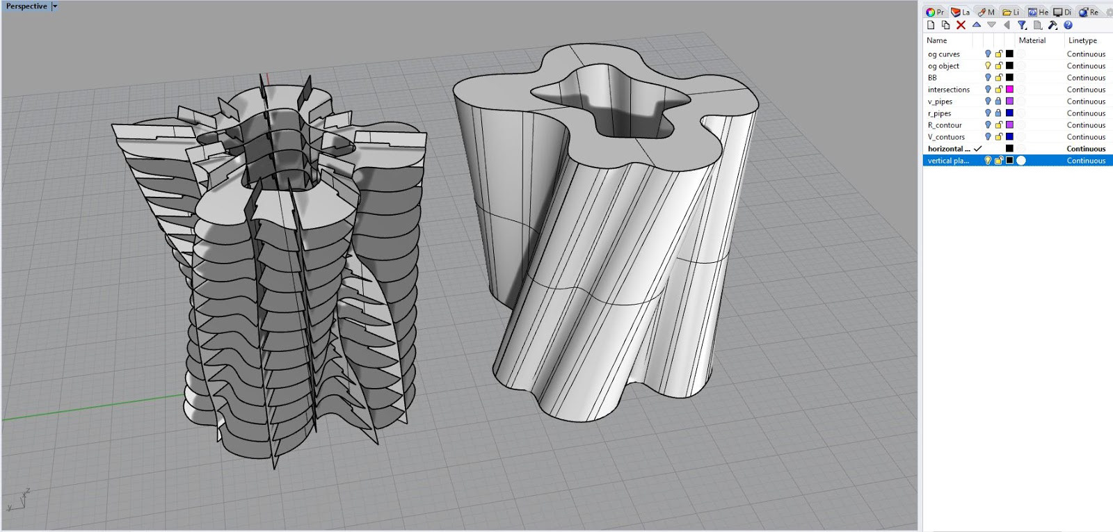 Massing Model and Intersecting Planes made from it