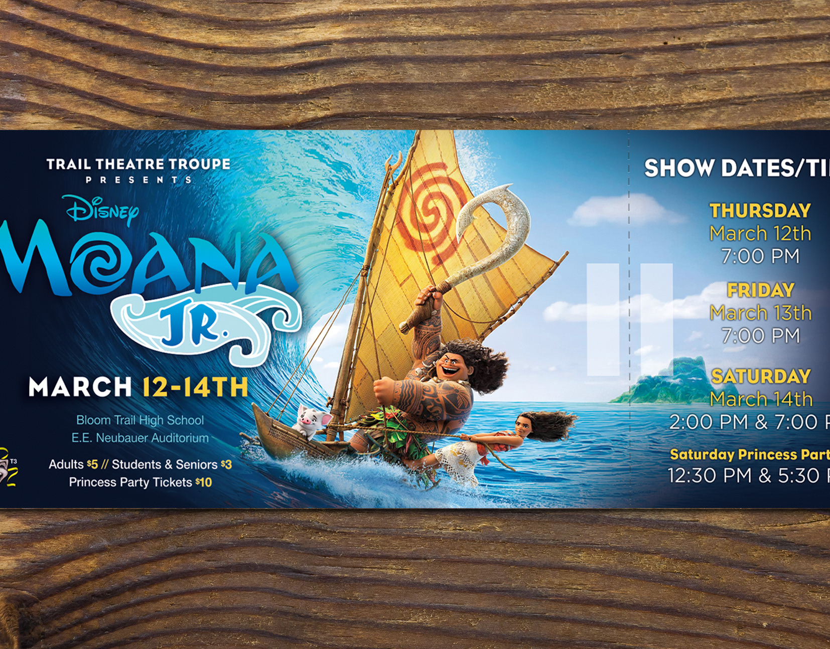 Tommy Hanus Disney Moana Musical Event Ticket