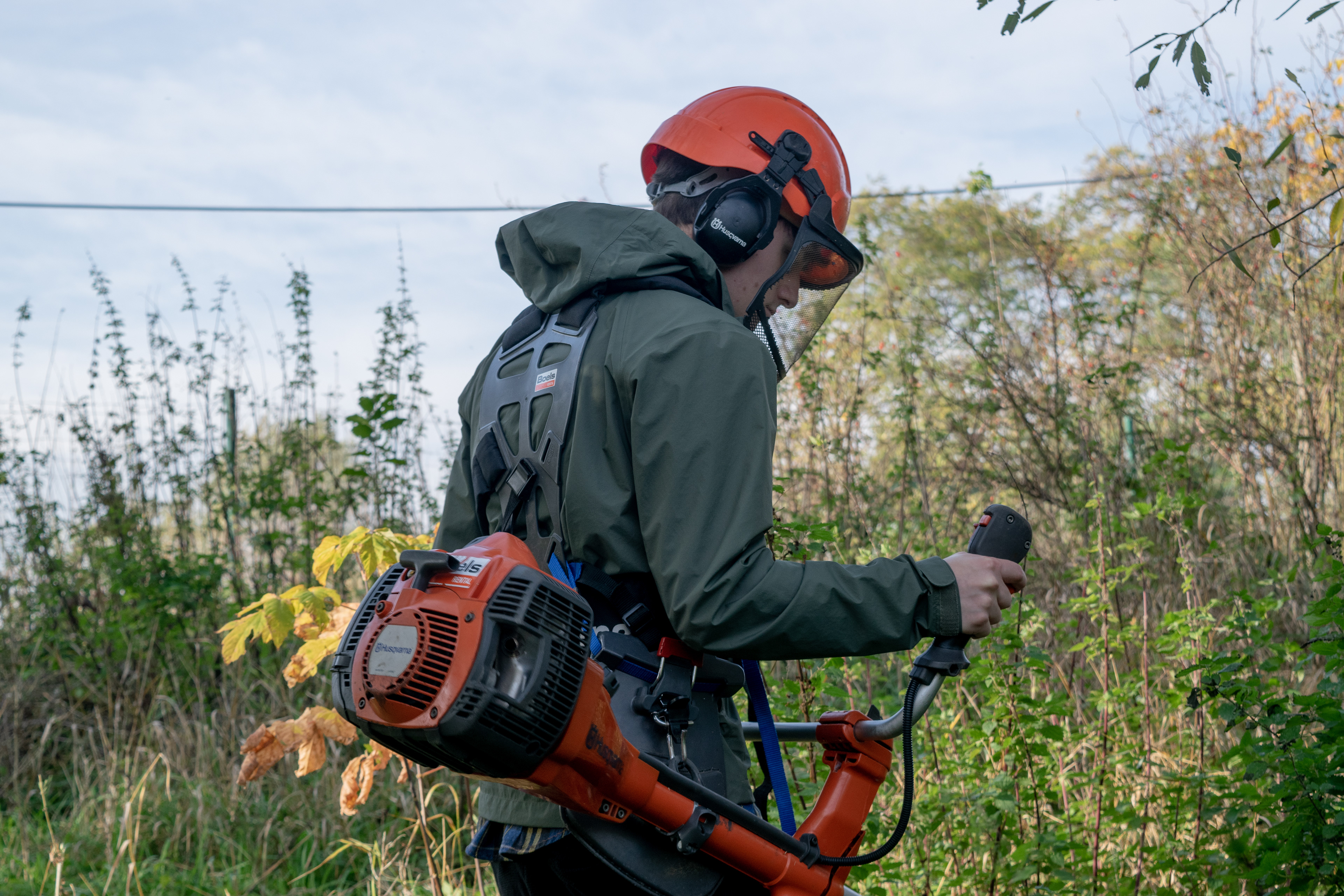 Me cutting tall grasses as part of a restoration project