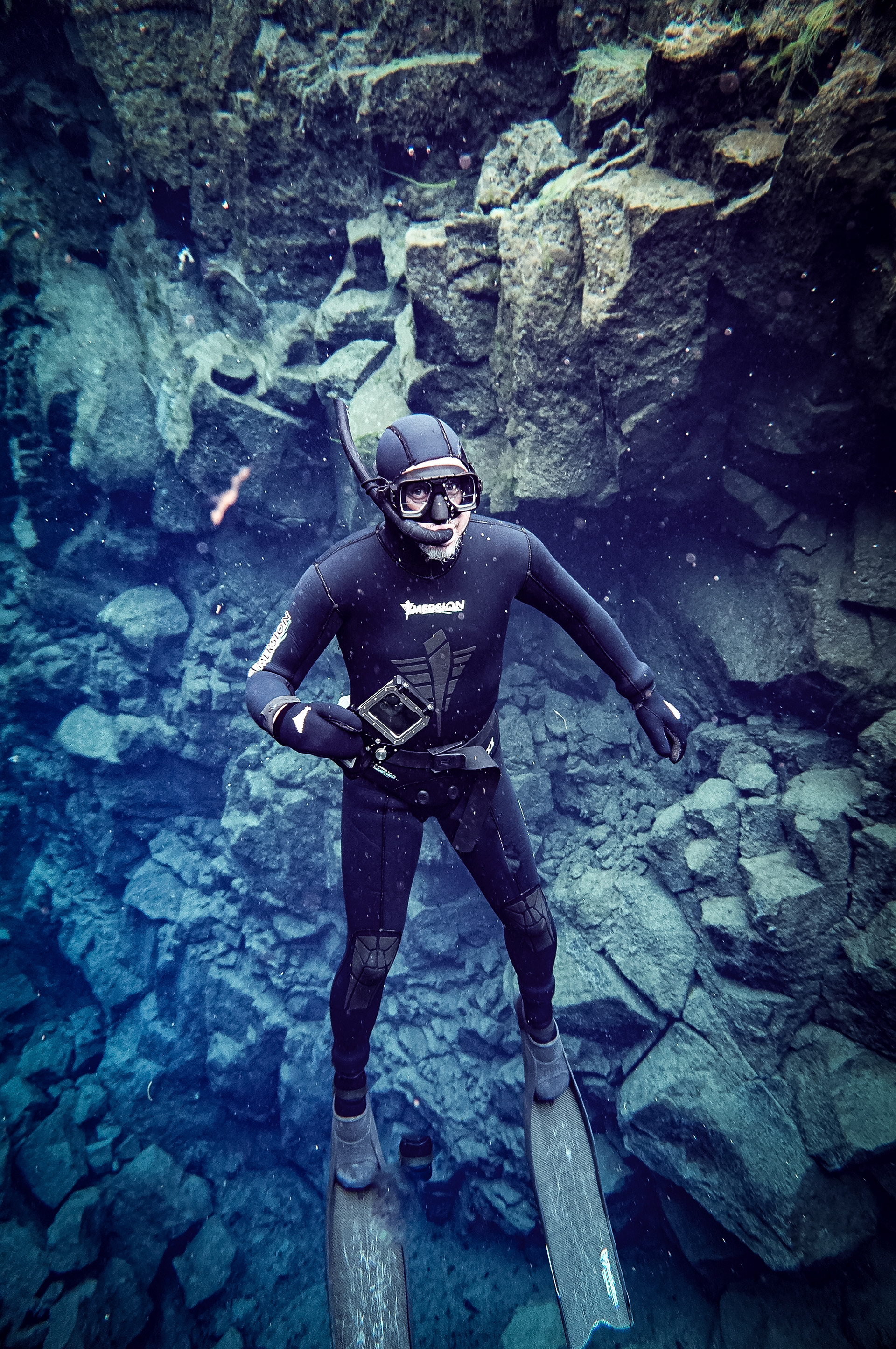 Filming at the base of a glacier. The water is 2c 🥶