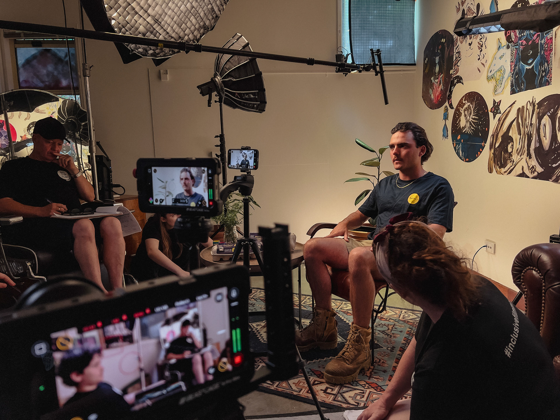 Filming Child Boss, three-phone setup