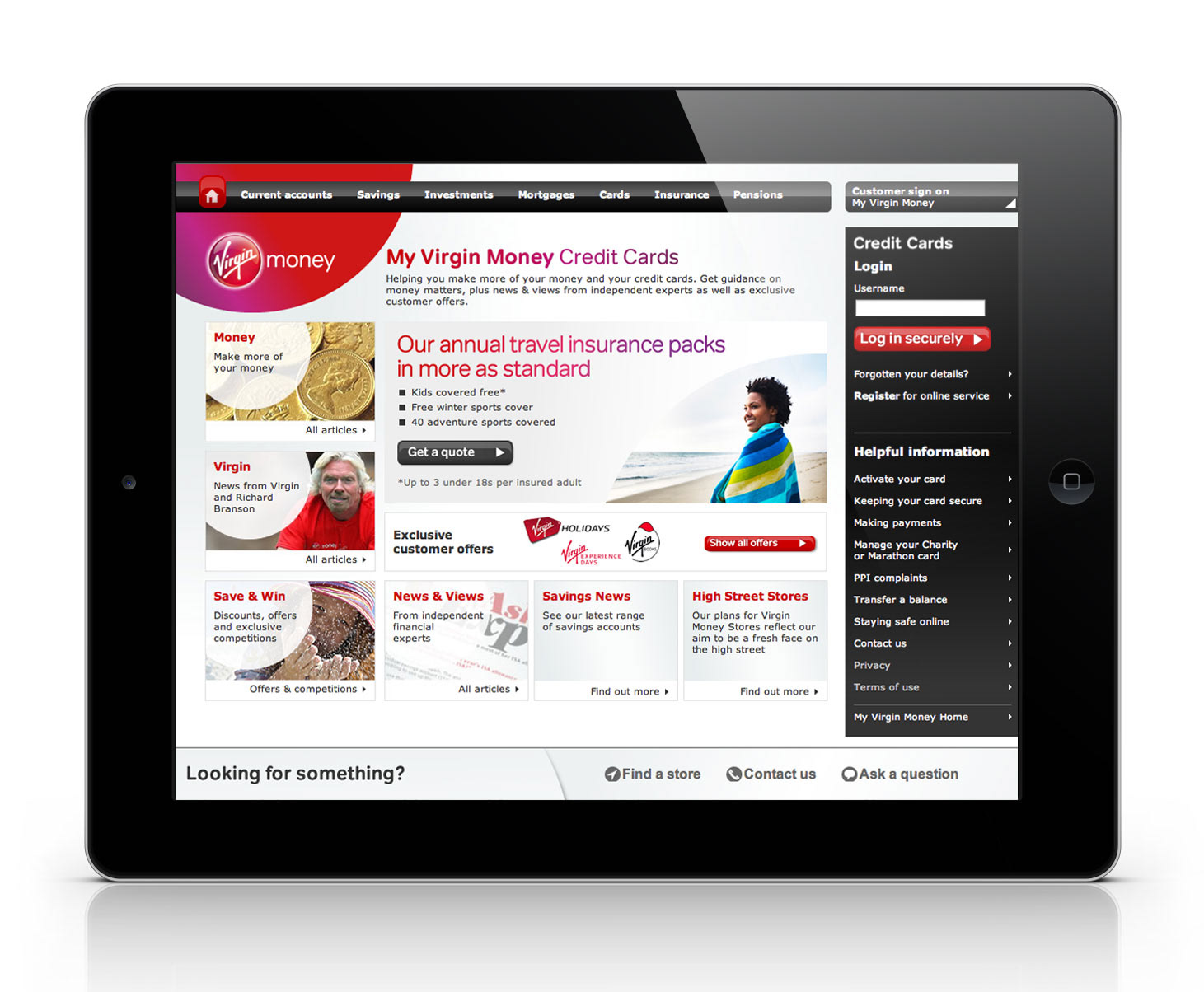 Tablet designs for My Virgin Money