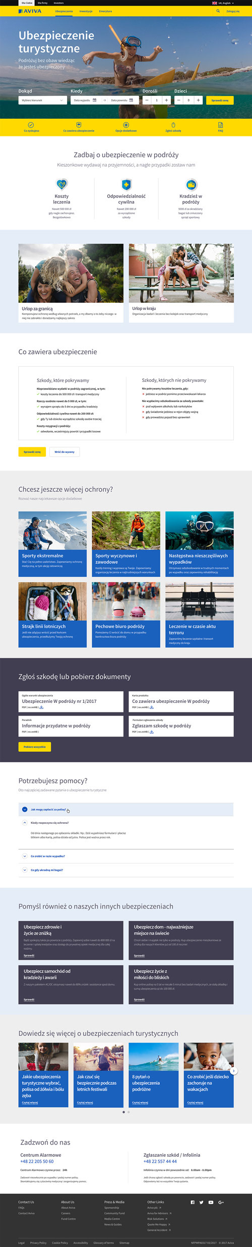 Travel insurance page