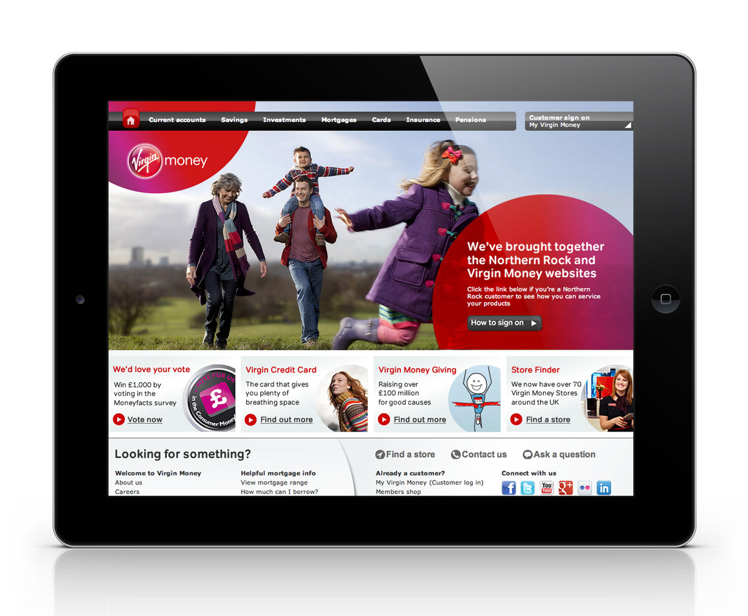 Screen designs for Virgin Money