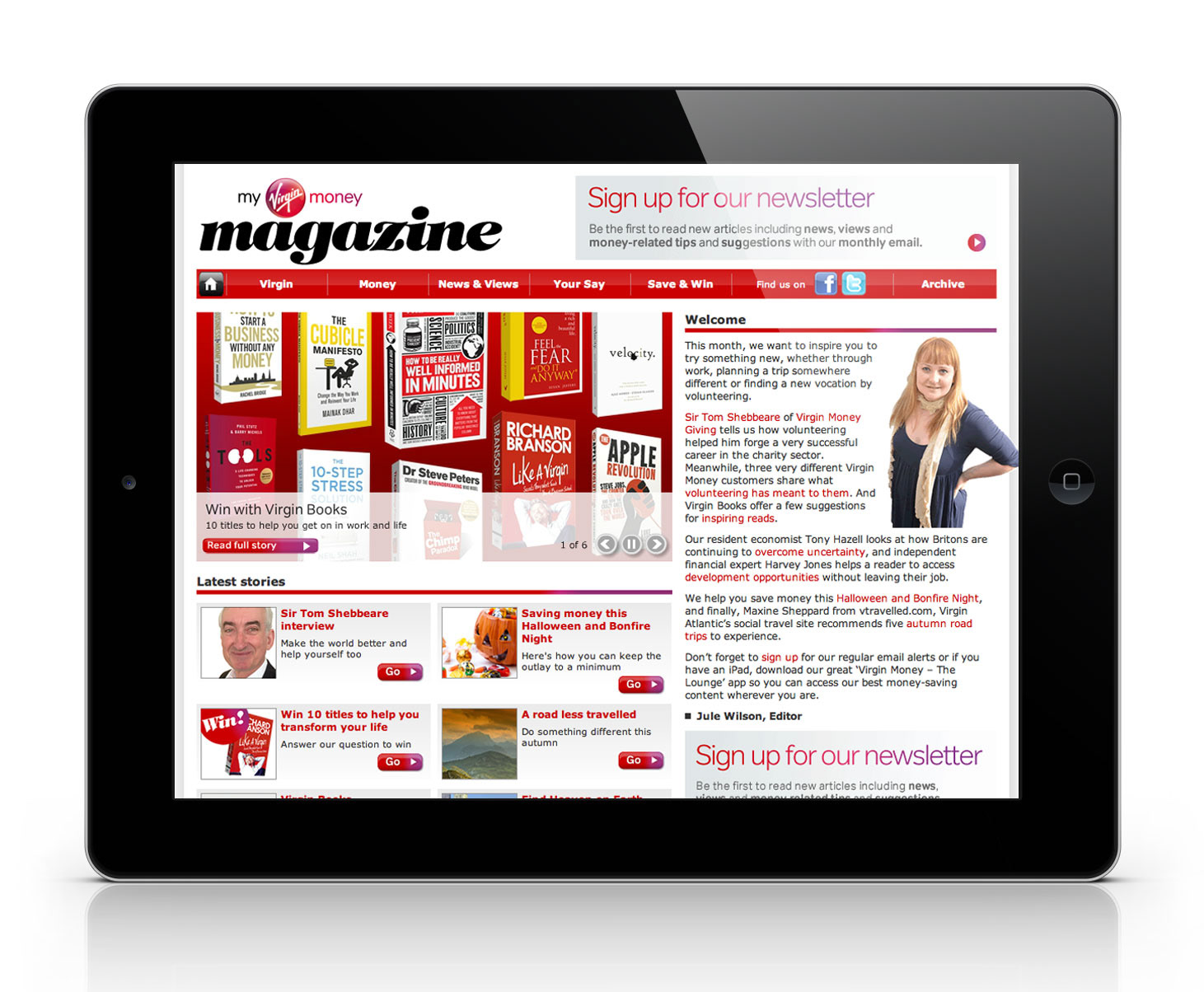 Designs for Virgin Money magazine