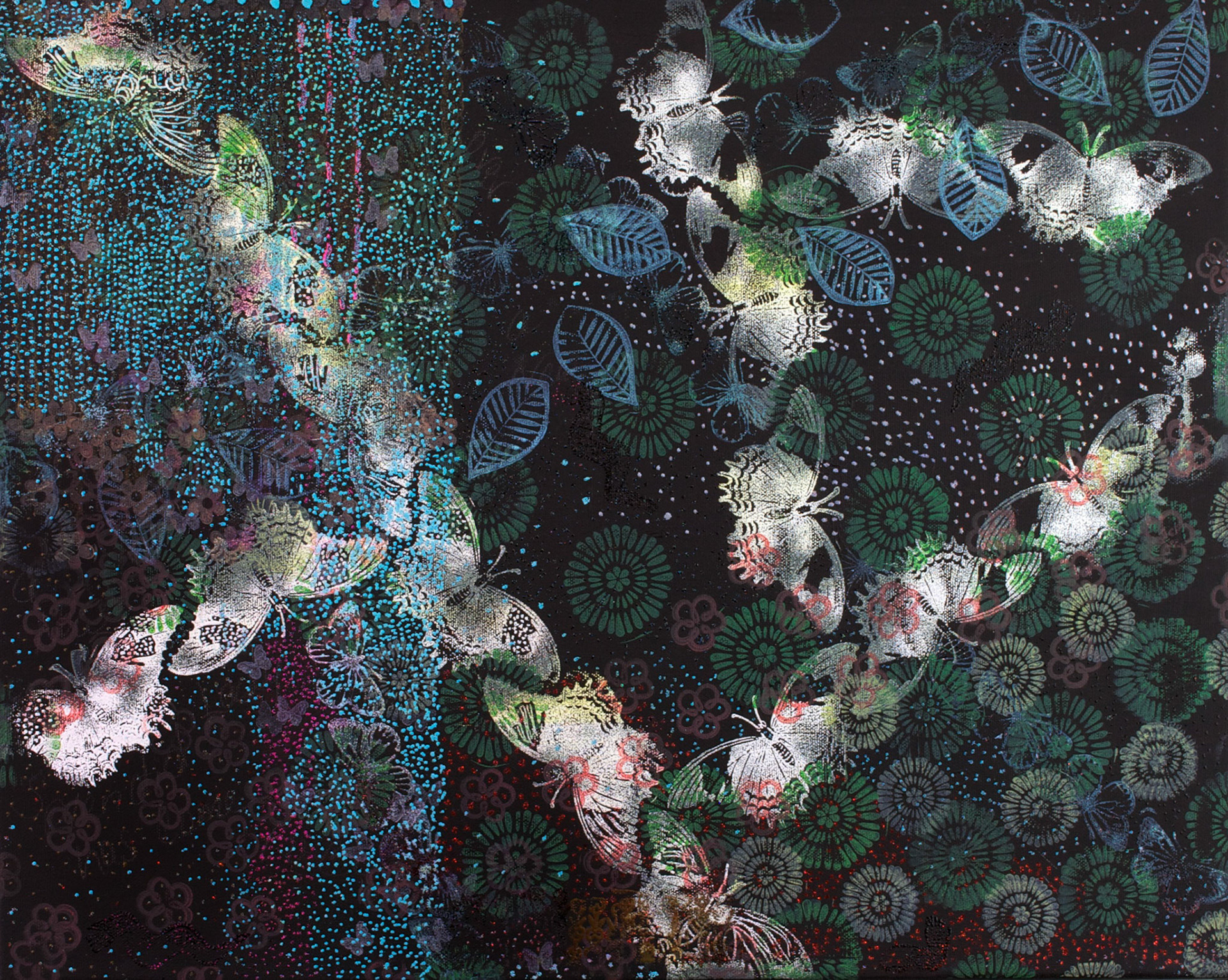 linoleum stamps on canvas