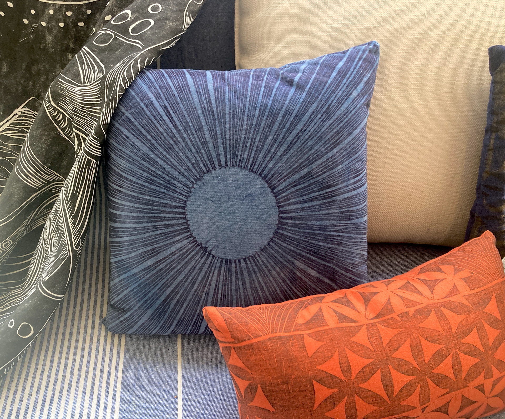 woodcut to fabric to pillows