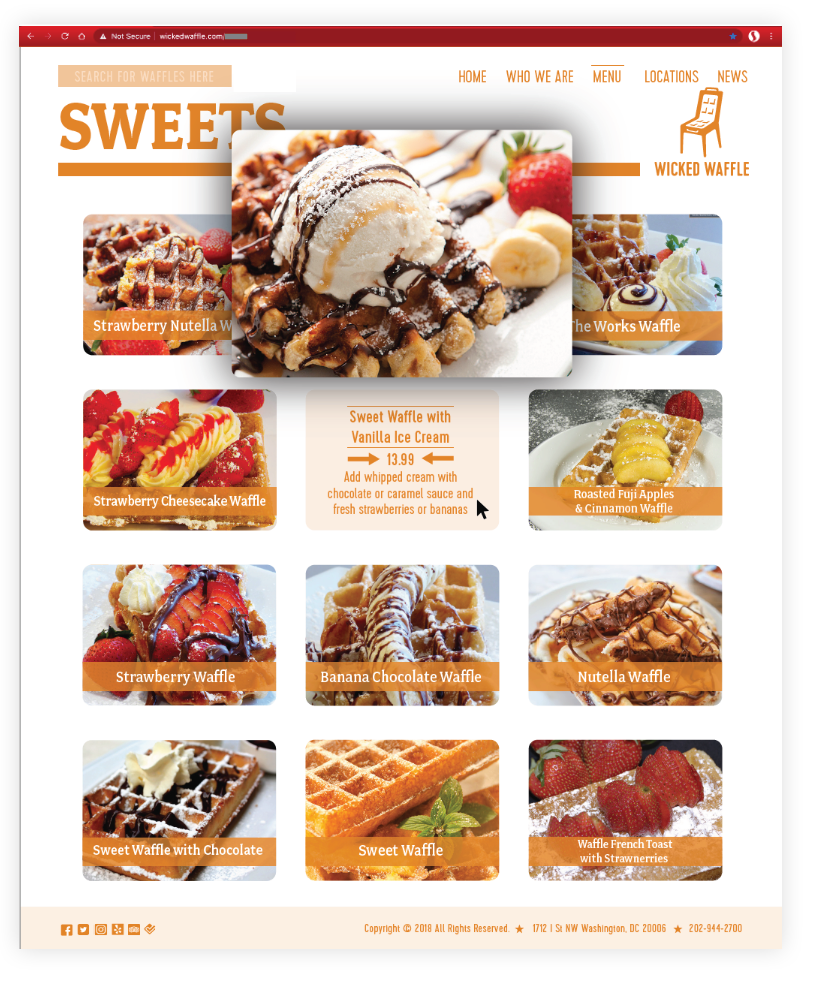 Wicked Waffle Website Sweets Page
