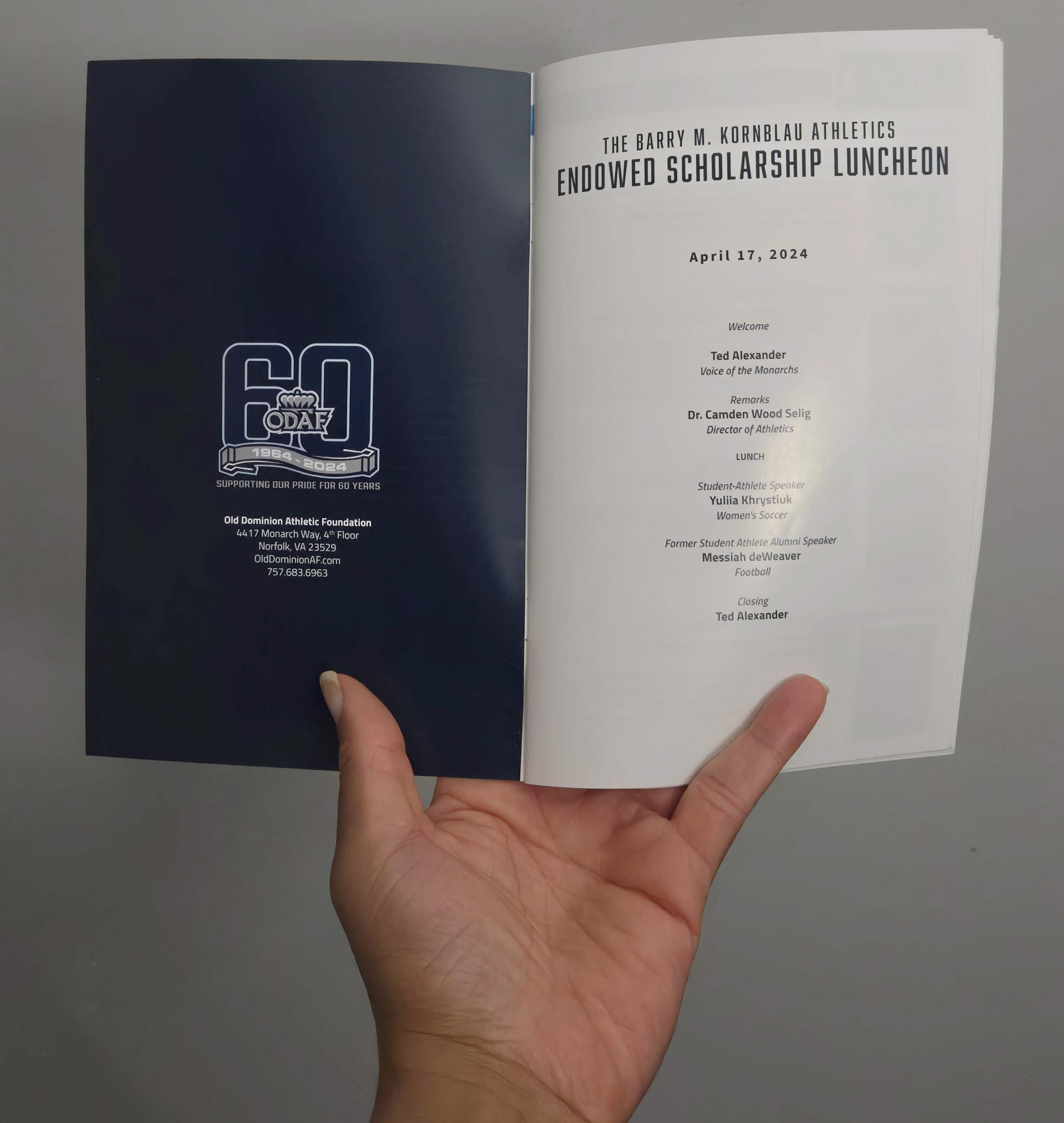 2024 ODU Athletics ESL Inside Cover