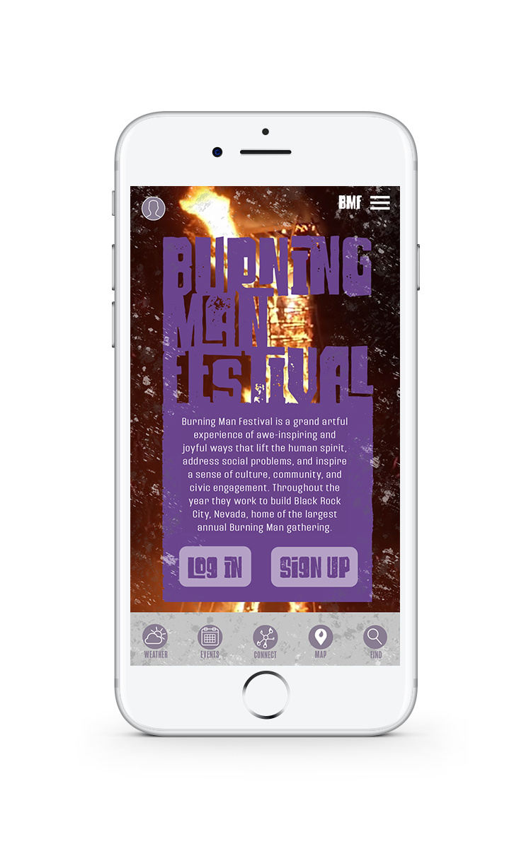 Burning Man Festival Mobile App Home Page