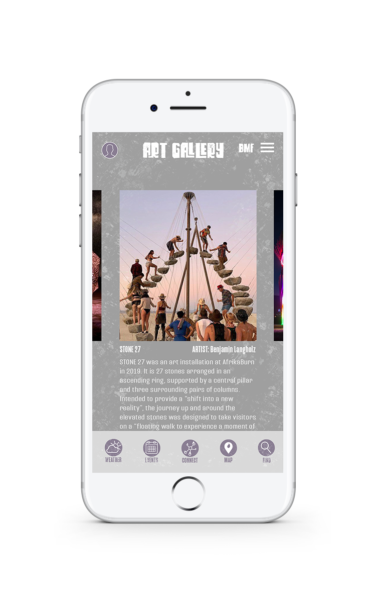 Burning Man Festival Mobile App Art Gallery Page