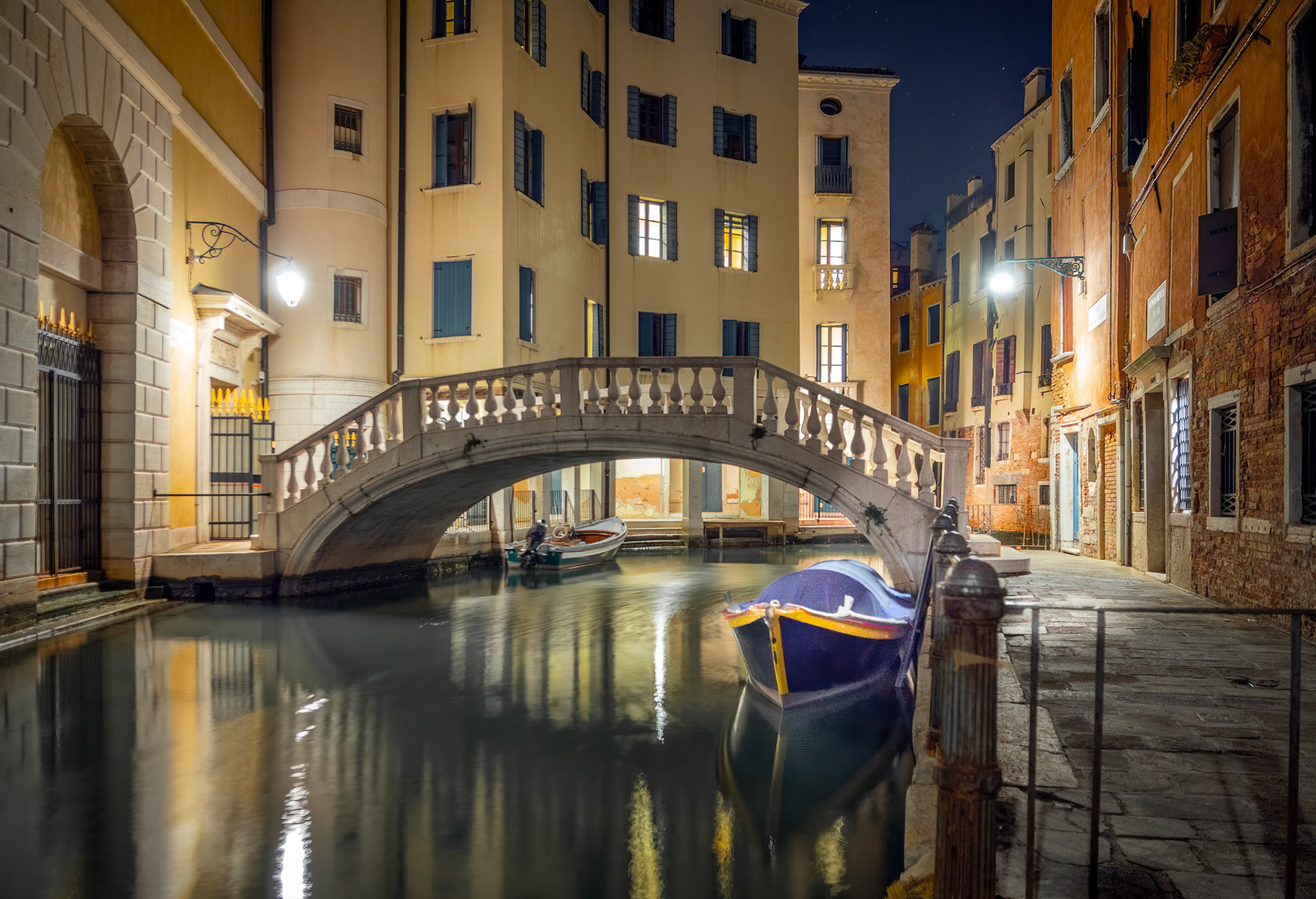 Venice-Quiet canal at night