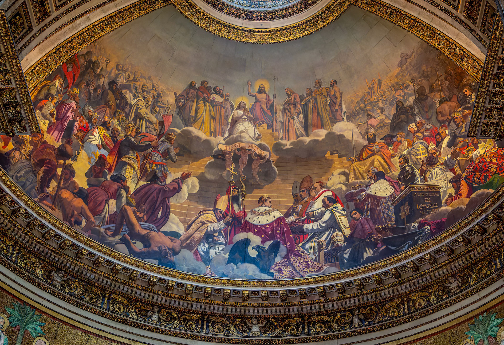 Paris-Coronation of Napoleon depicted over alter at Church of Sainte-Marie-Madeleine