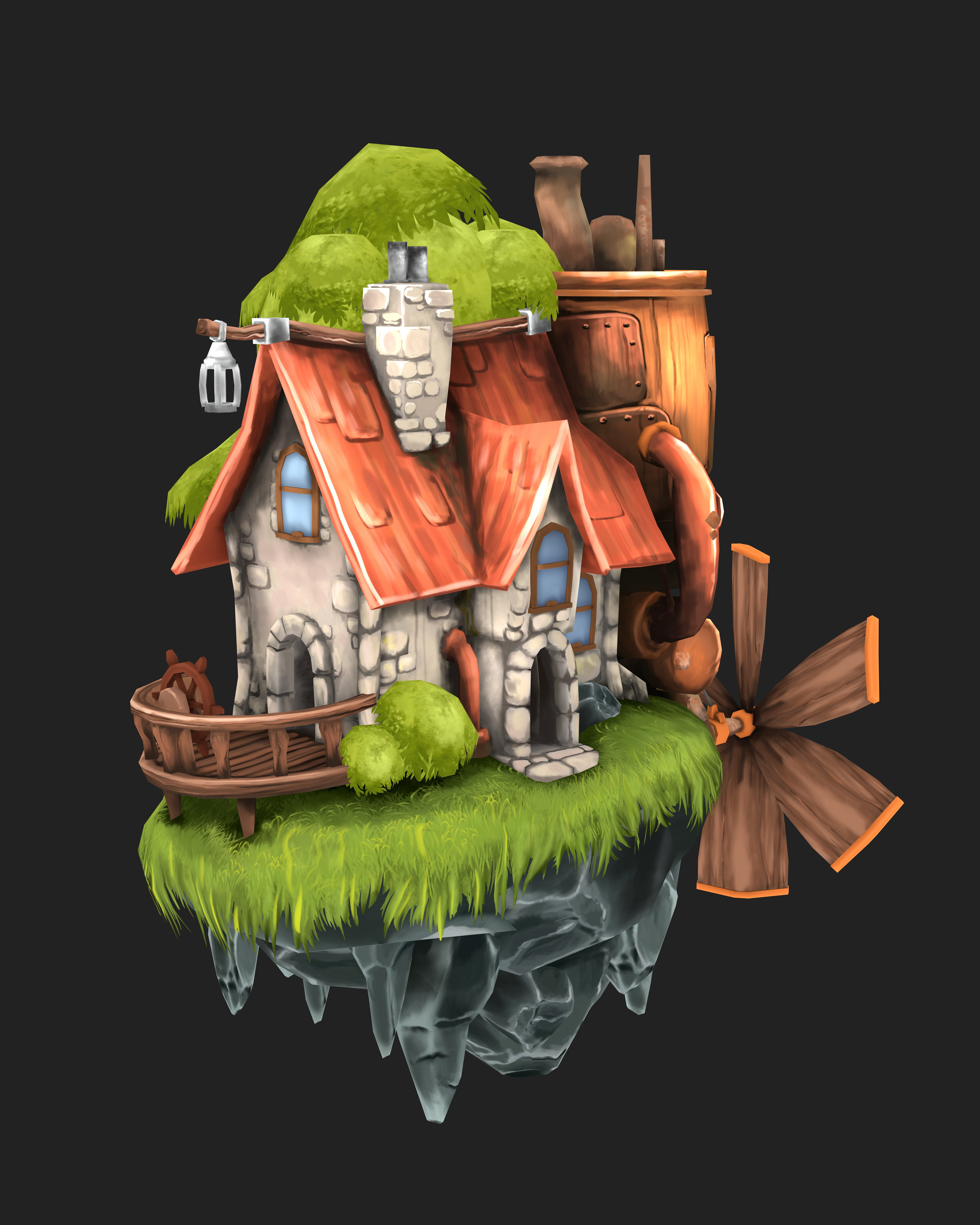 Daytime (no lighting, hand painted colormap only)