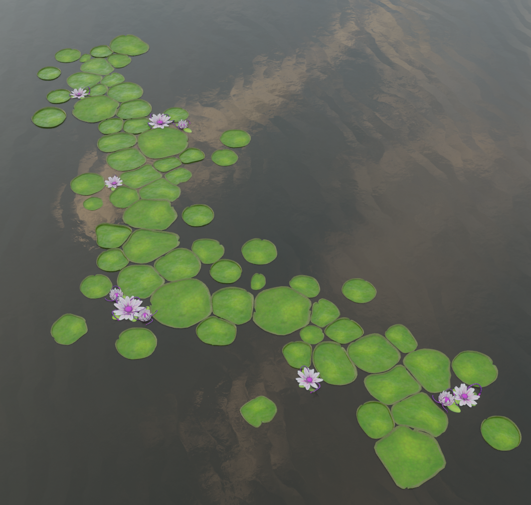 Water lily layout (lily pad models not my work)