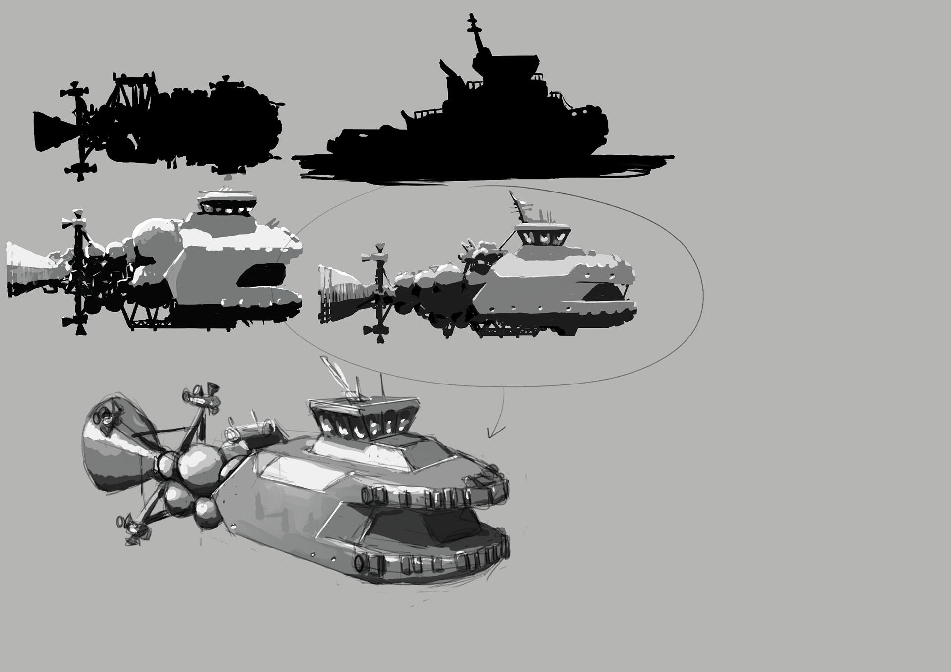Tug spaceship concept sketches