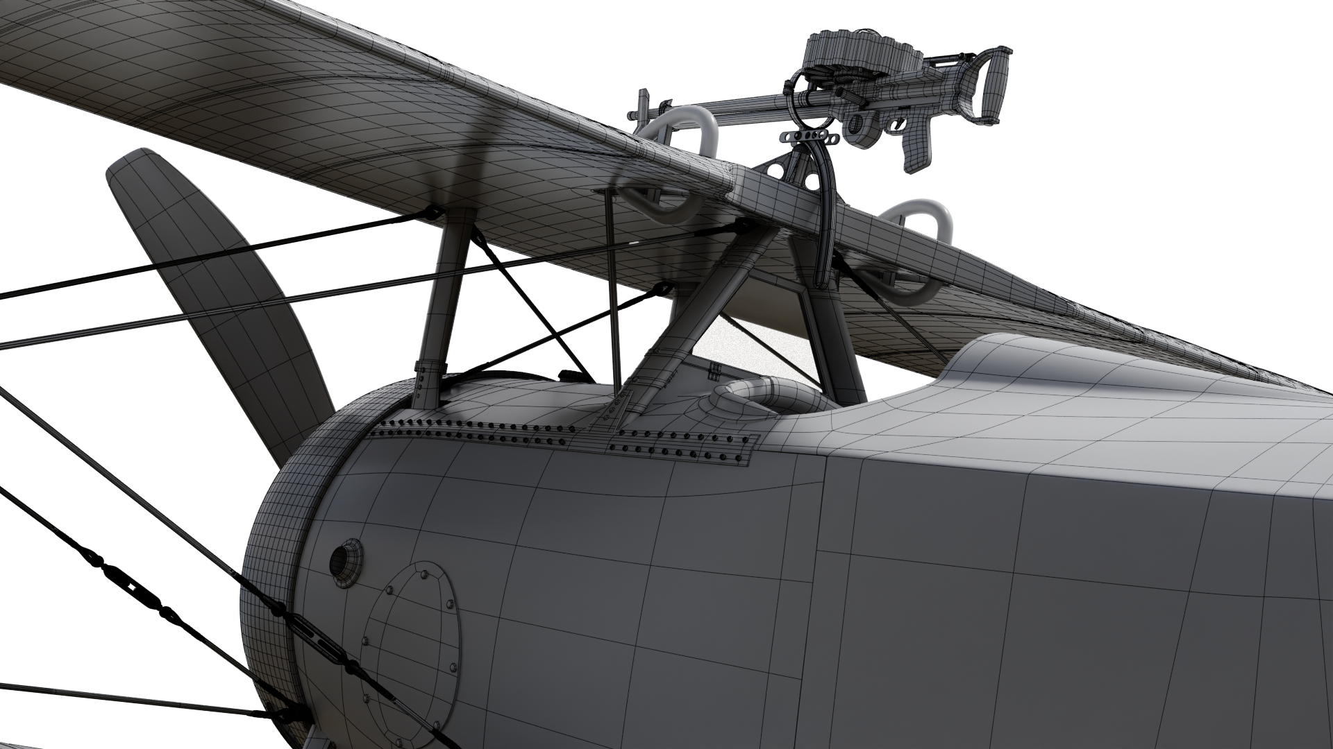 Cockpit close-up wireframe view