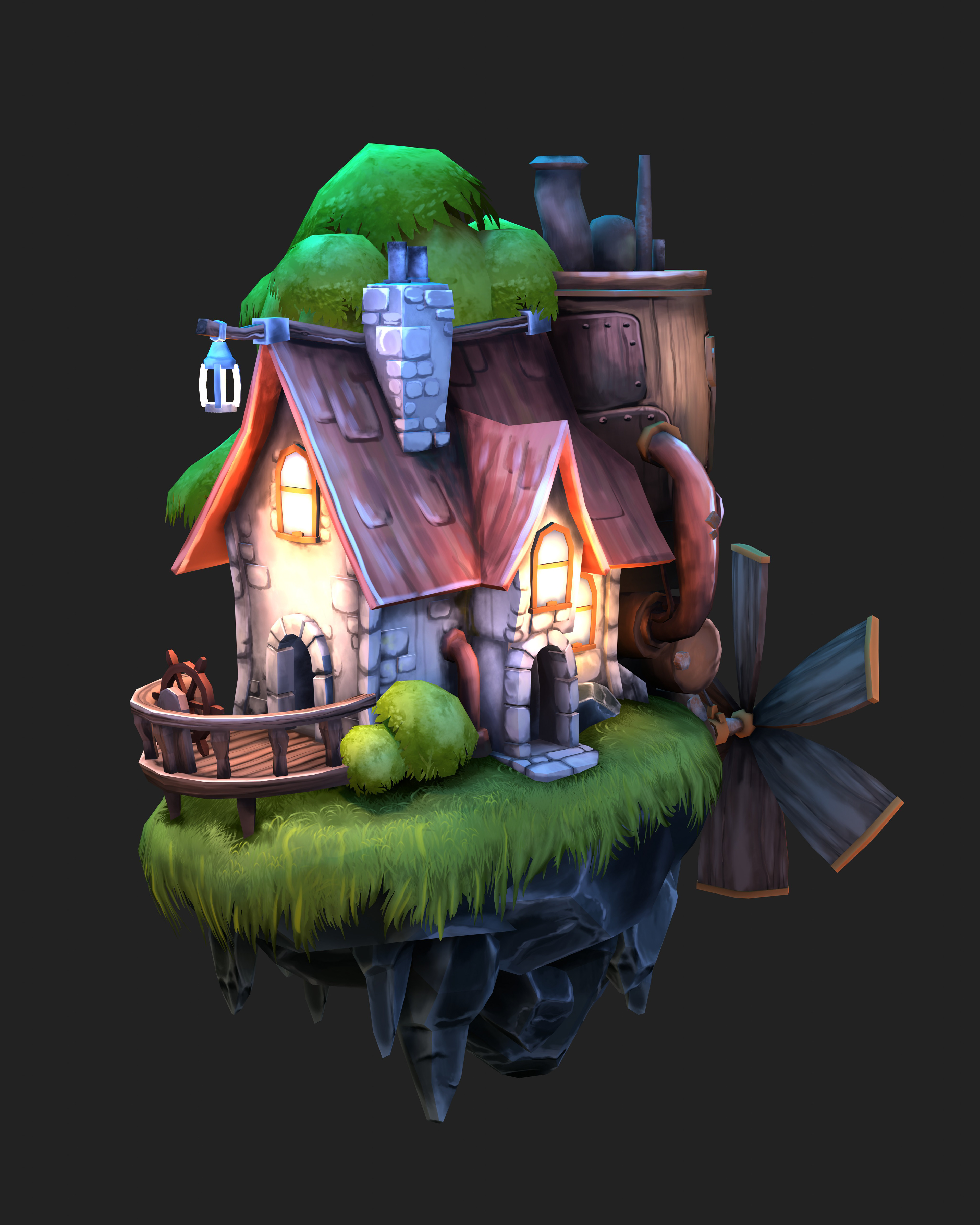 Nighttime (hand painted colormap with lighting)