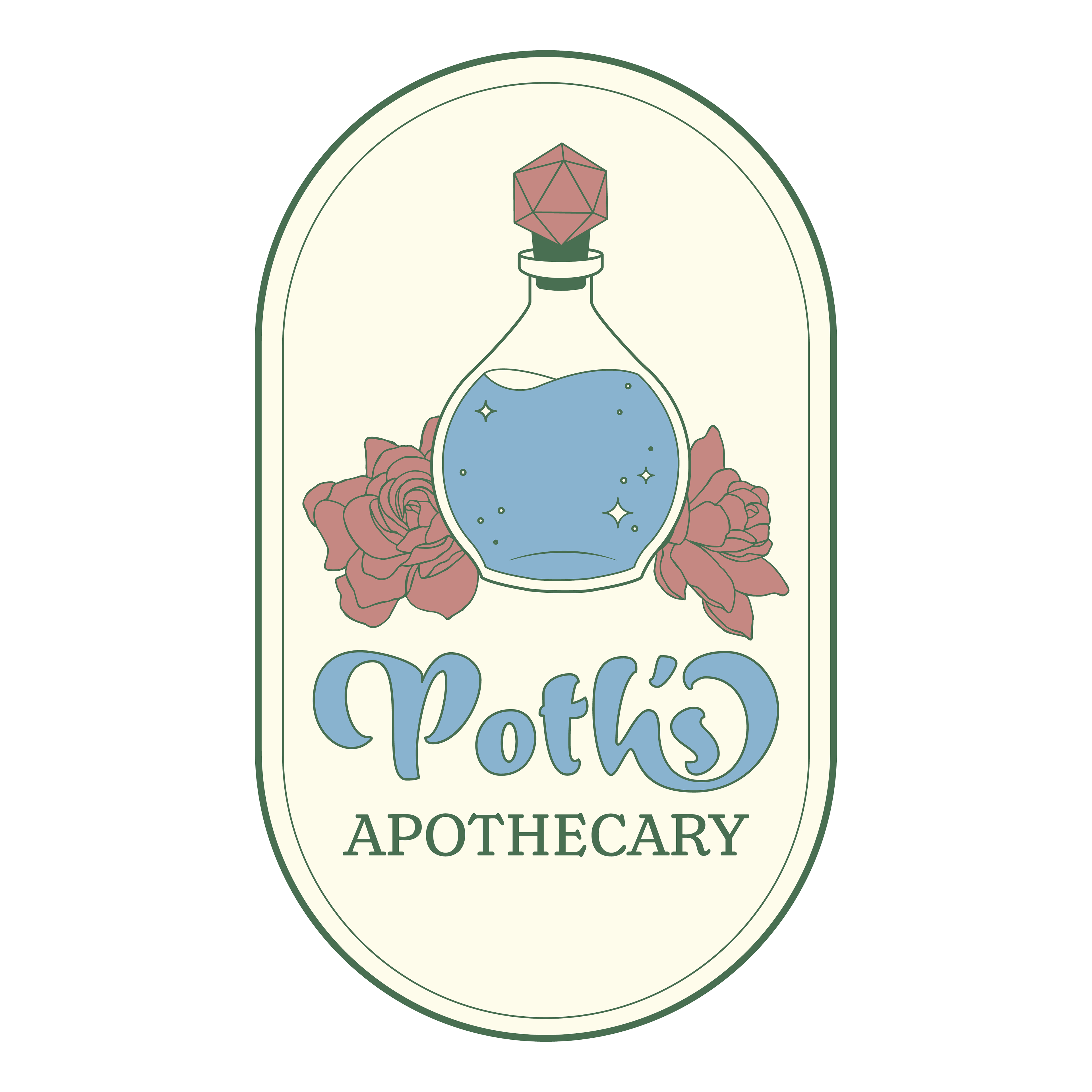 Poth's Apothecary Dice Shop Logo