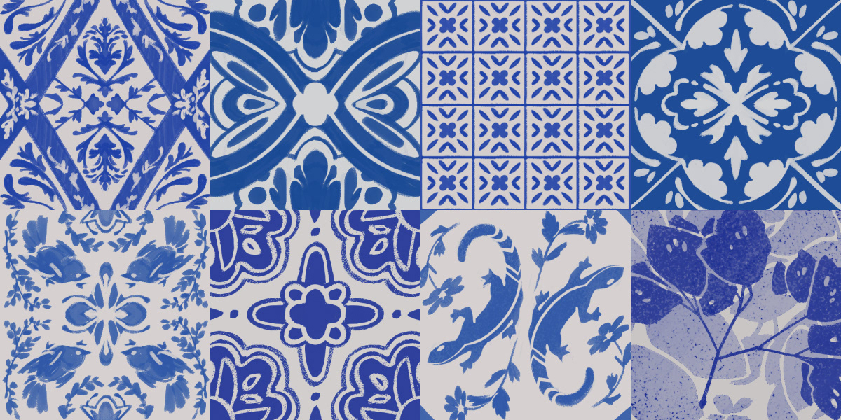 Tile designs inspired in talavera