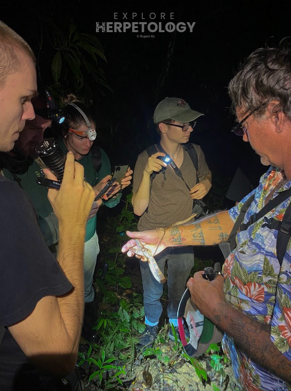 Enjoying the first snake of the trip.