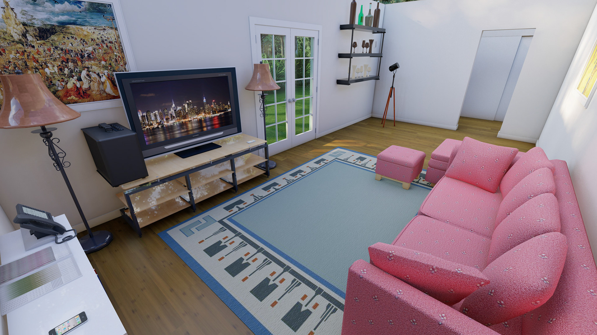 Render of Guest House Living Room