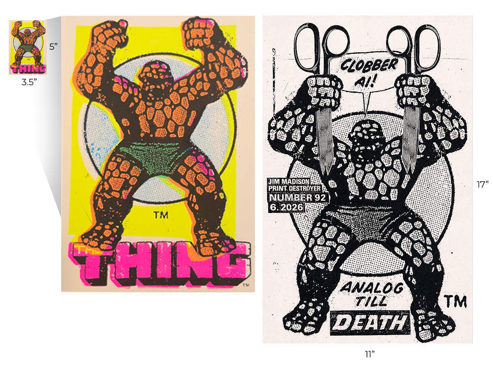 Jim's Original 3.5"x5" Silk Screen Print, and Included Photo Print in Black and White.