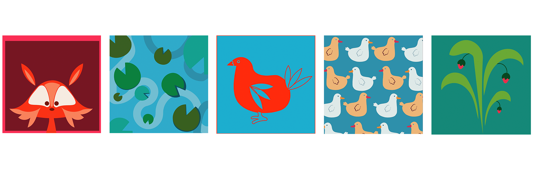 A series of colour theory patterns and designs