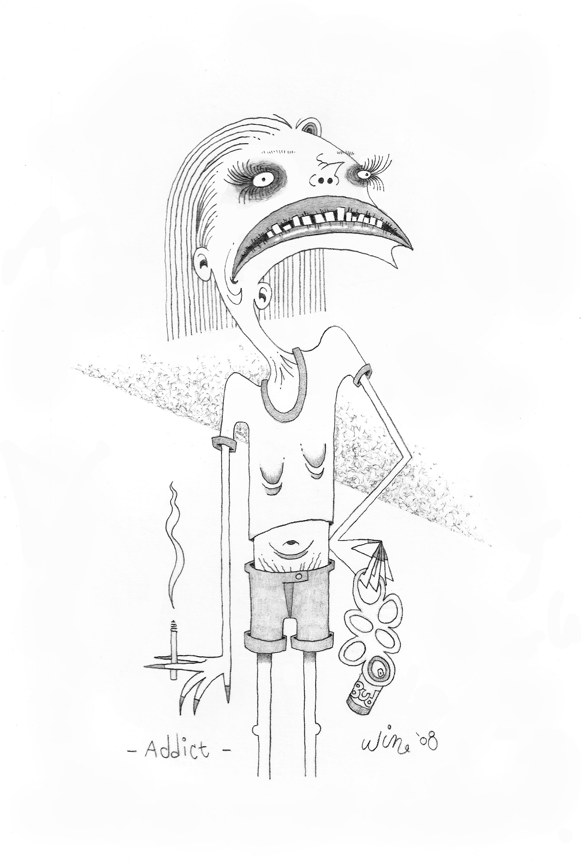 Addict.  Pencil drawing. 2008