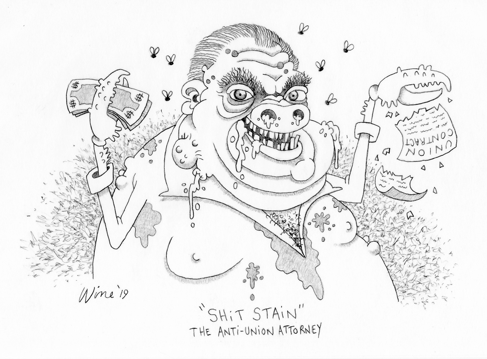 Shit stain.  Pencil drawing.  2019