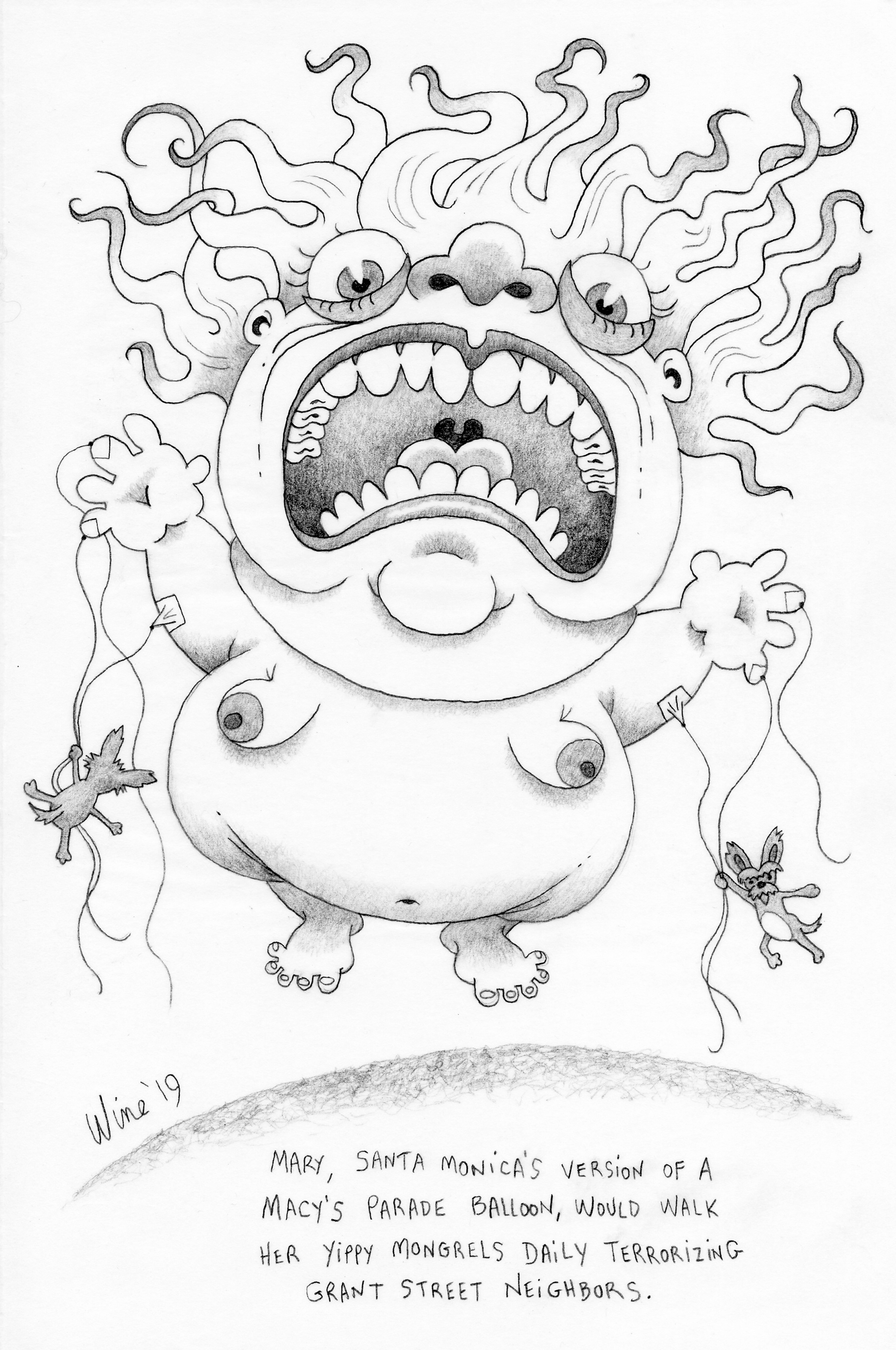 Macy's balloon.  Pencil drawing.  2019