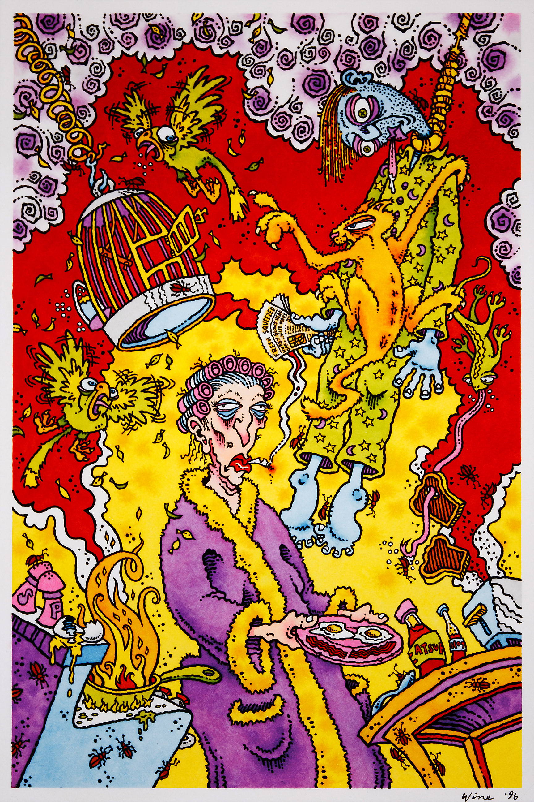 Rope burn.  Watercolor illustration.  1996