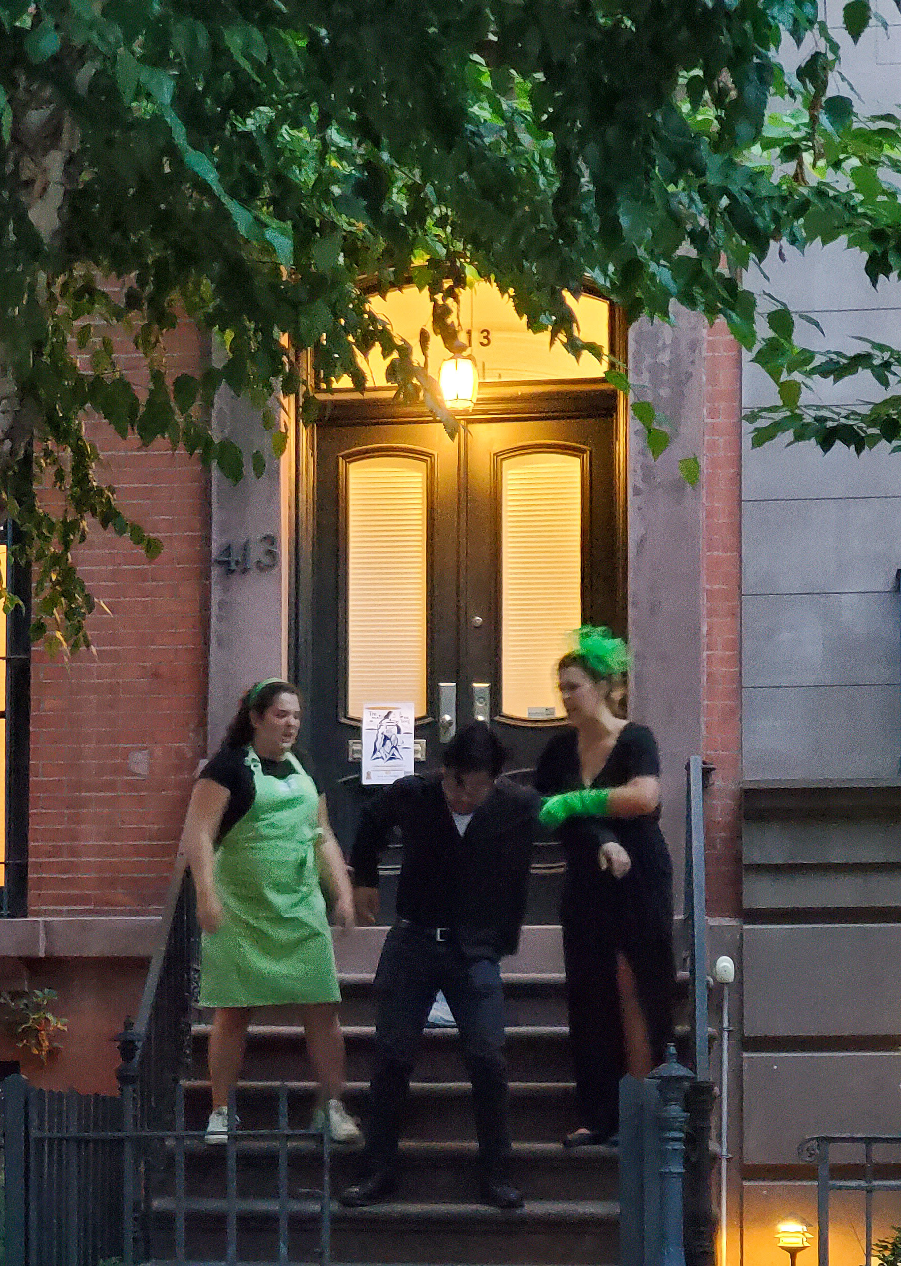 Drama on the stoop.