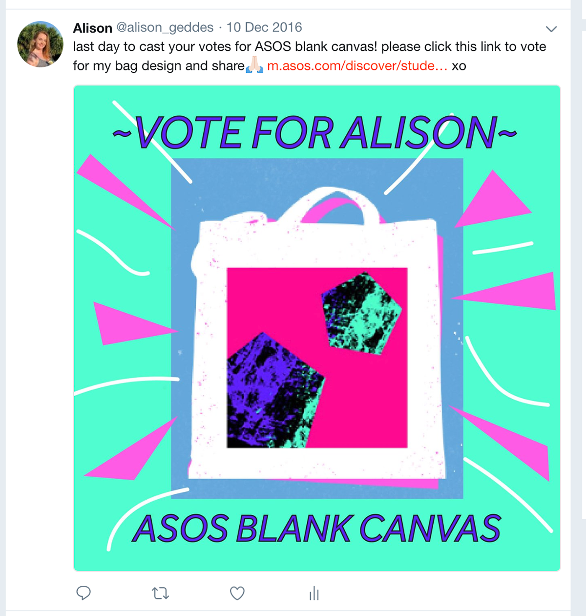 Alison Geddes ASOS Blank Canvas Competition