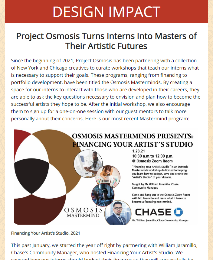 Project Osmosis Newsletter, 2021