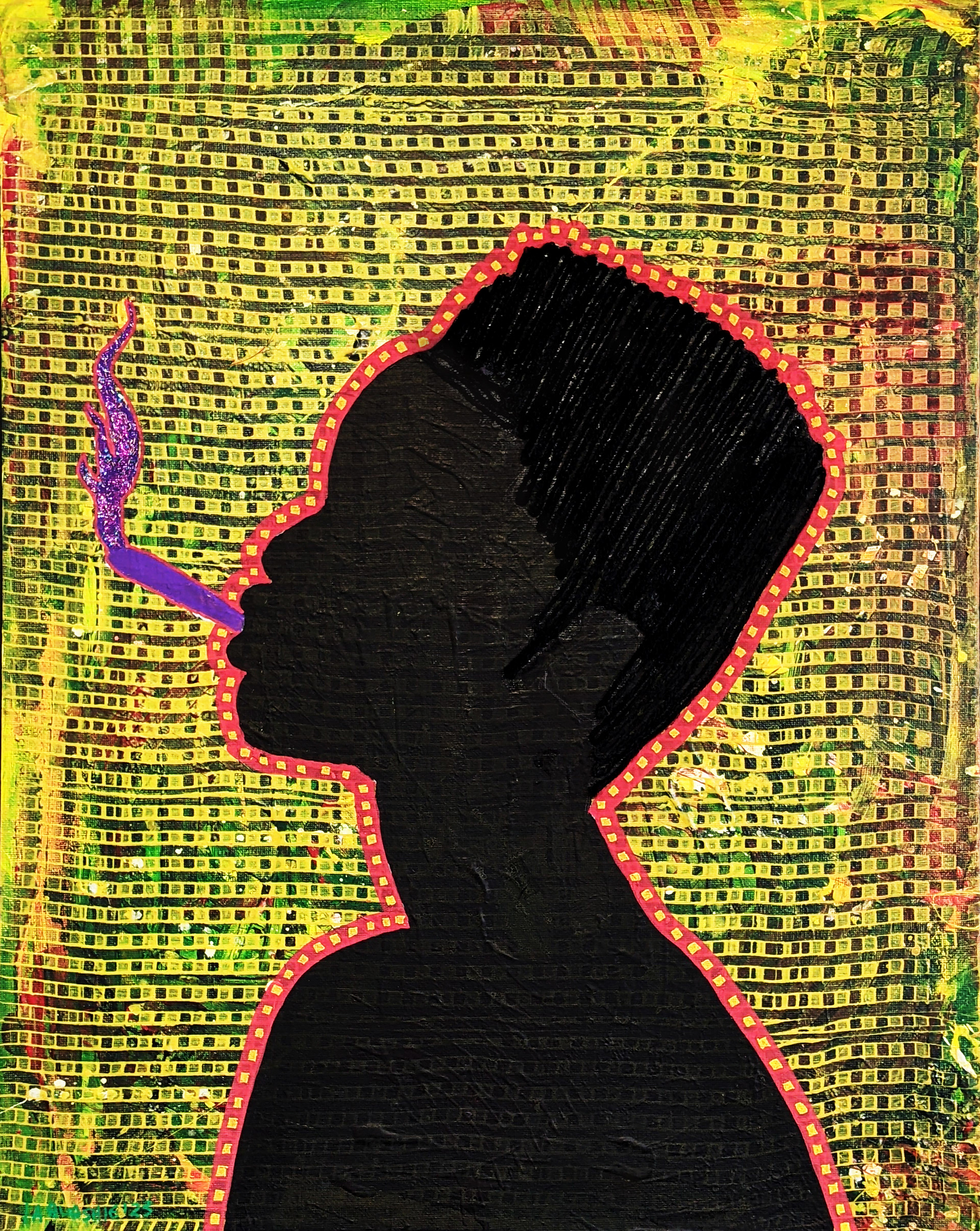 ZAZA, Acrylic Painting and Cotton Yarn, COLLOQUIAL, 2023