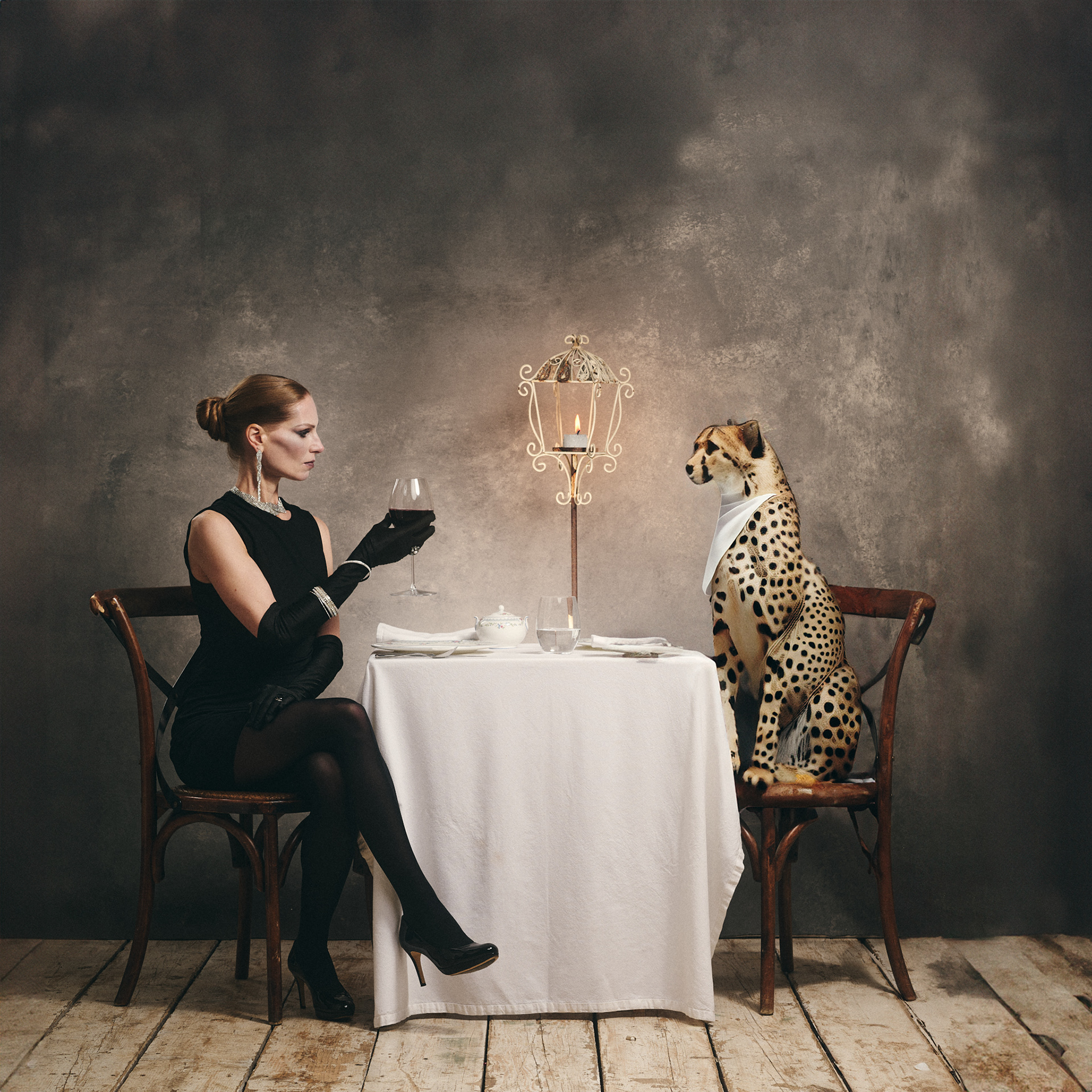 Homage to Irving Penn's Nov 1960 US Vogue  'Lady and the Cheetah'