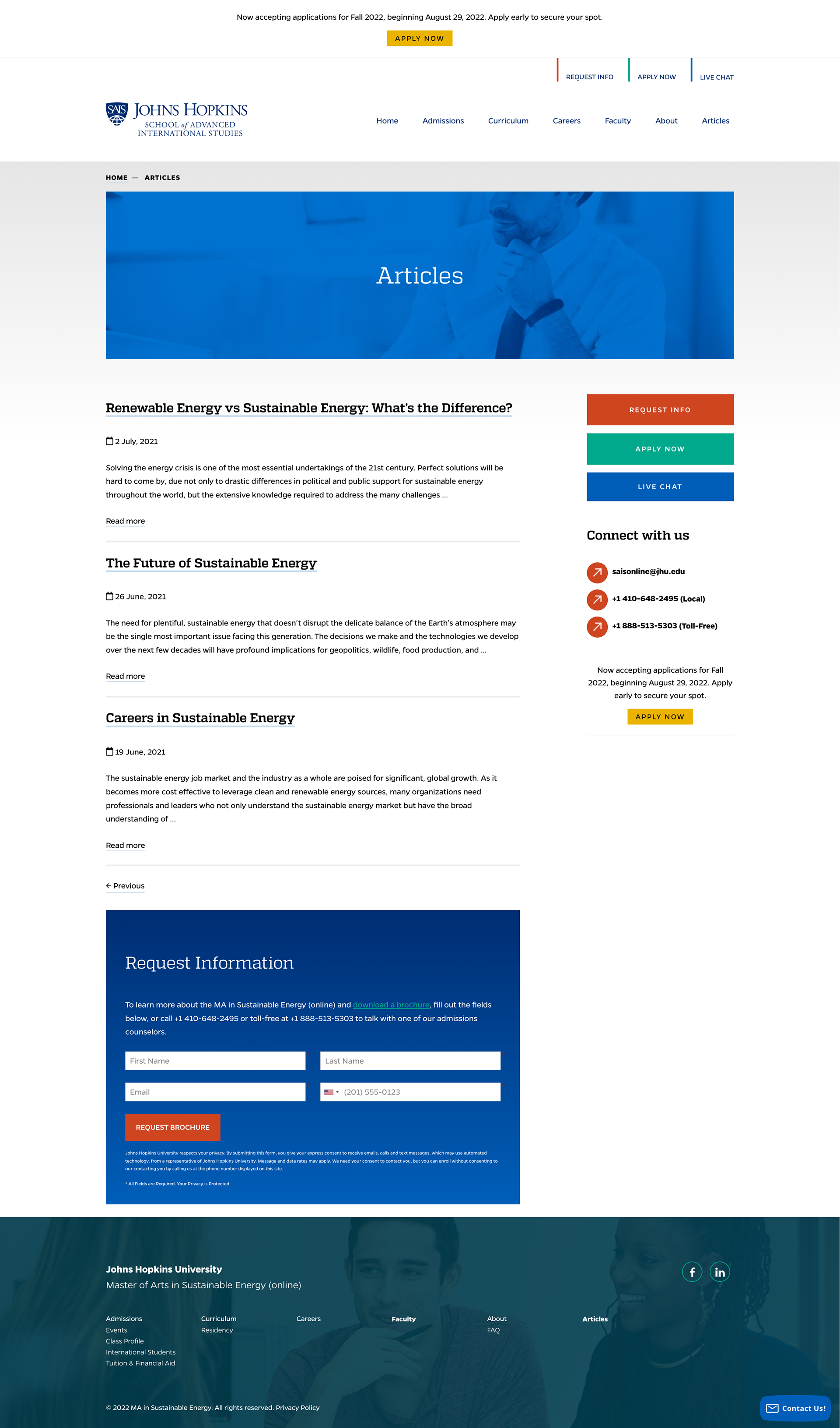 Blog articles listing page