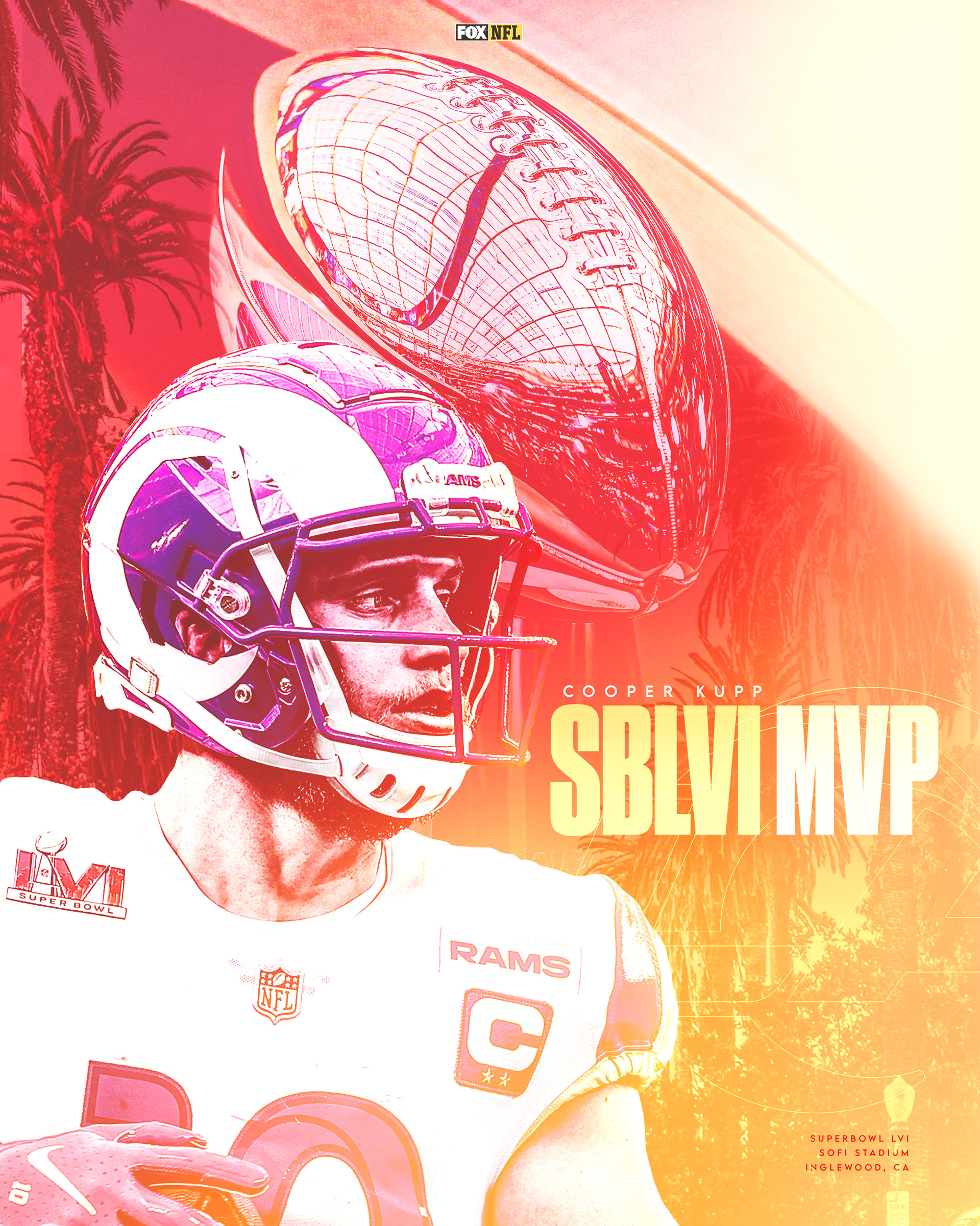 Super Bowl LVI, in-game MVP Art for Cooper Kupp, NFLonFOX | Feb. 13, 2022